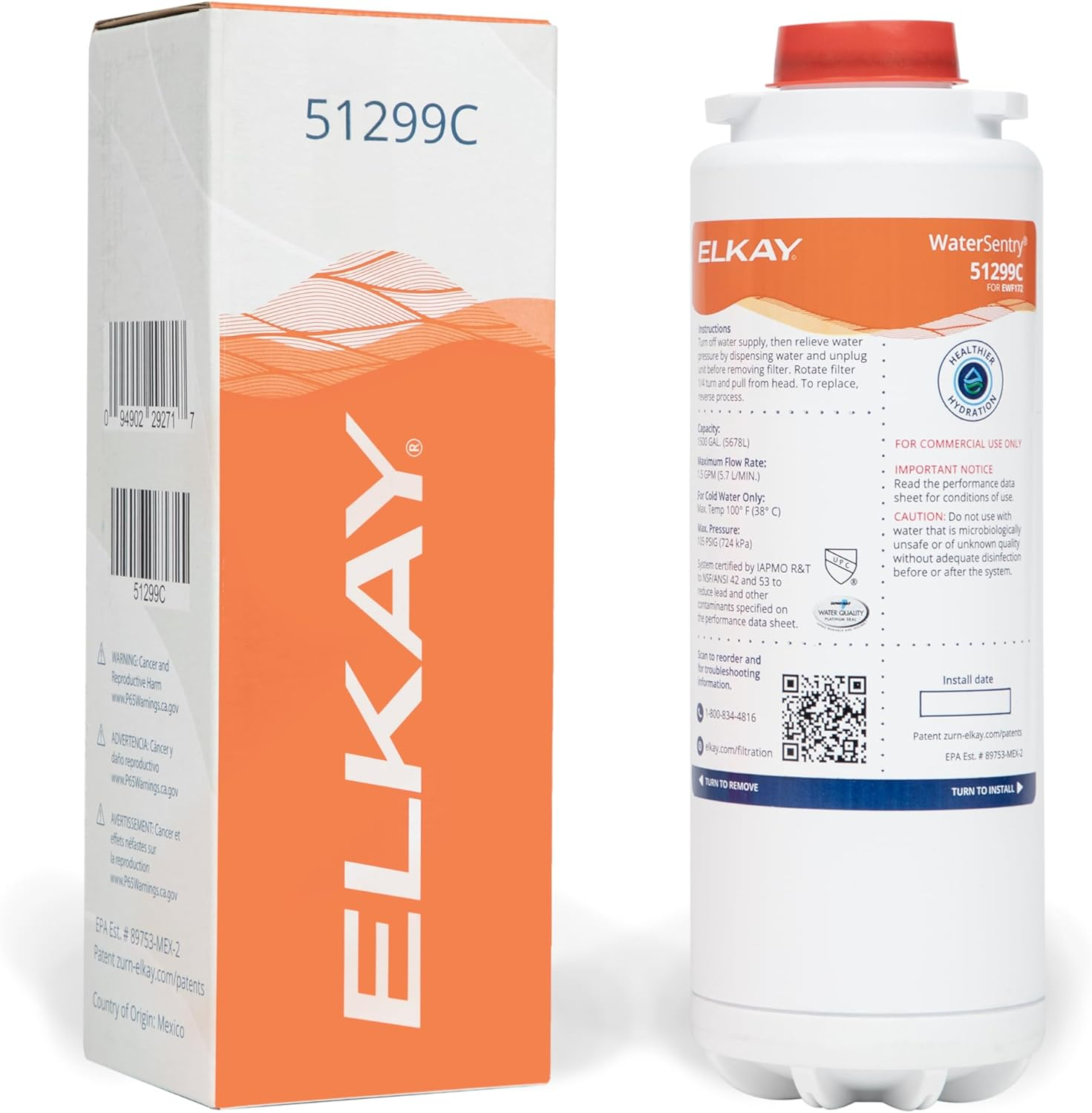 Elkay Genuine Watersentry 51299C Lead + Microplastics NSF/ANSI Certified Filter (Coolers & Fountains)