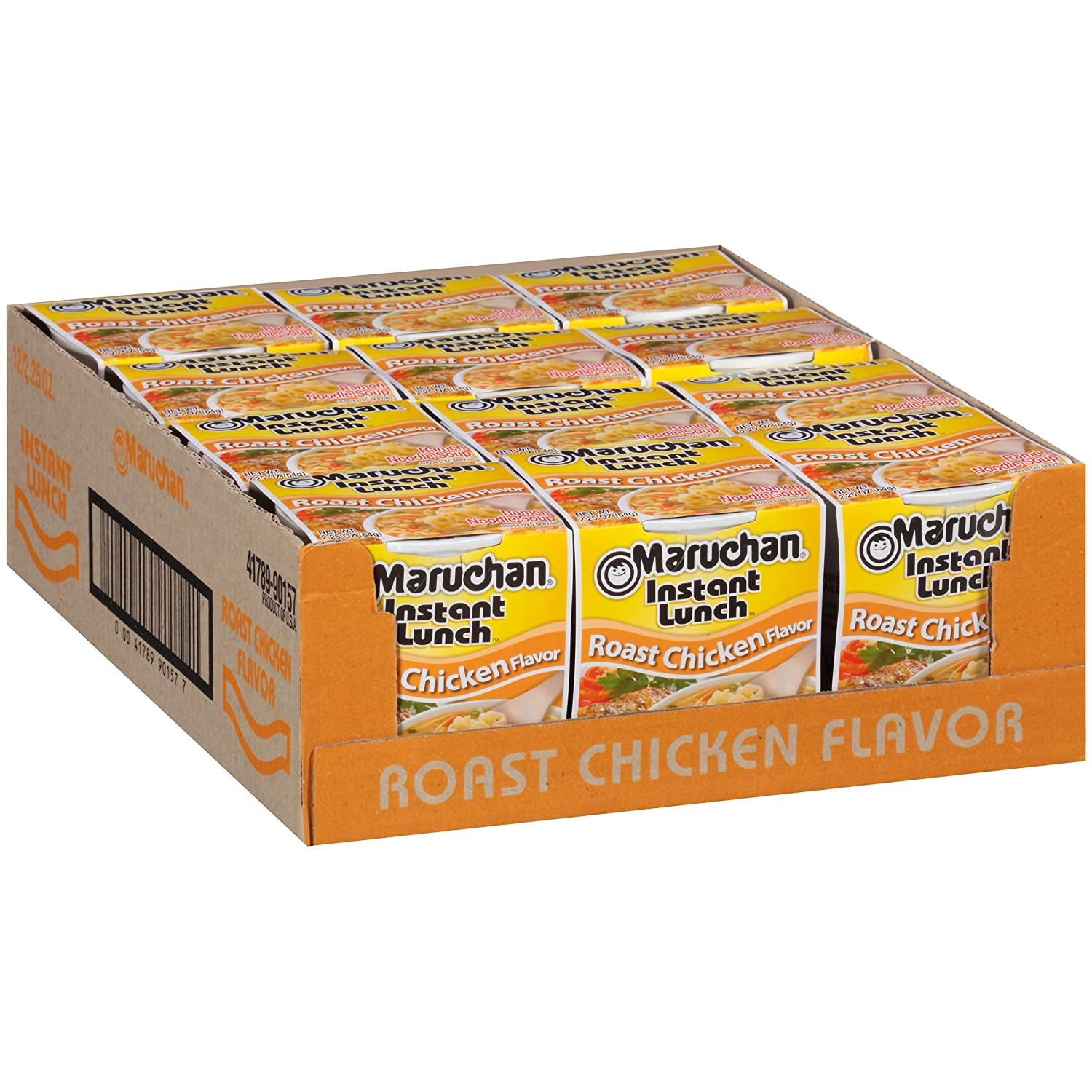 Maruchan Instant Lunch Roast Chicken, Ramen Noodle Soup, Microwaveable Meal, 2.25 Oz, 12 Count