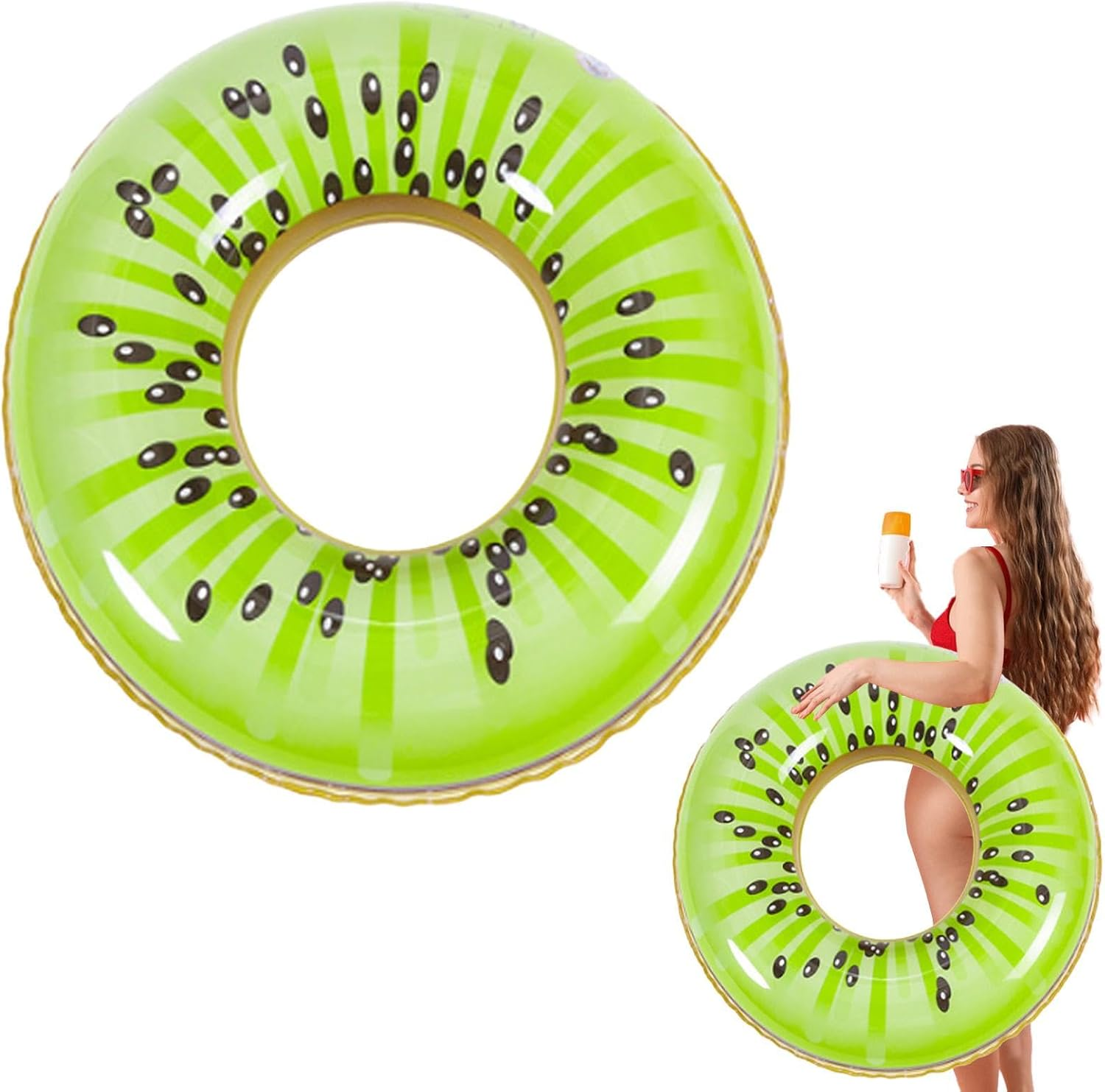 Fruit Pool Float | Watermelon Kiwi Orange Lime Swim Tube Raft, Fruit Inflatab... - Picture 8 of 14