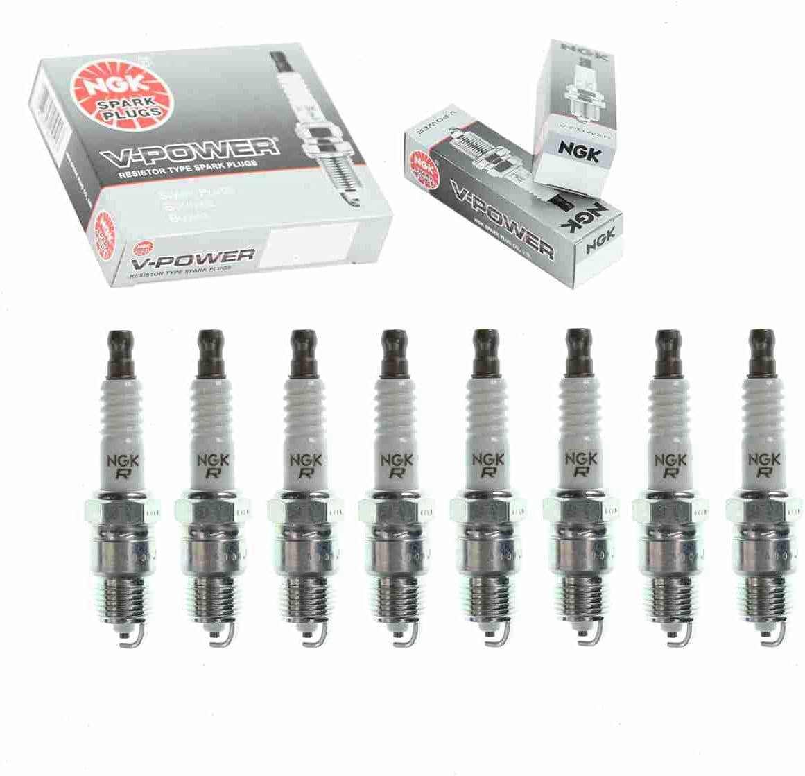 8 Pc NGK V-Power Spark Plugs Compatible with Ford F-250 5.0L 5.8L 6.6L 7.5L V8 1973-1996