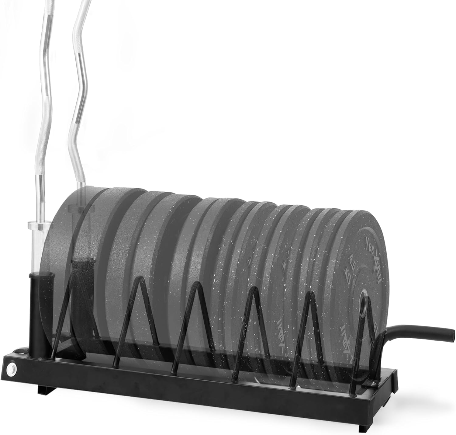 6 Pegs & 4 Barbell Storage Racks Load up to 1190 LBS - Wall Mounted Weight Plate Tree & Barbell Holder