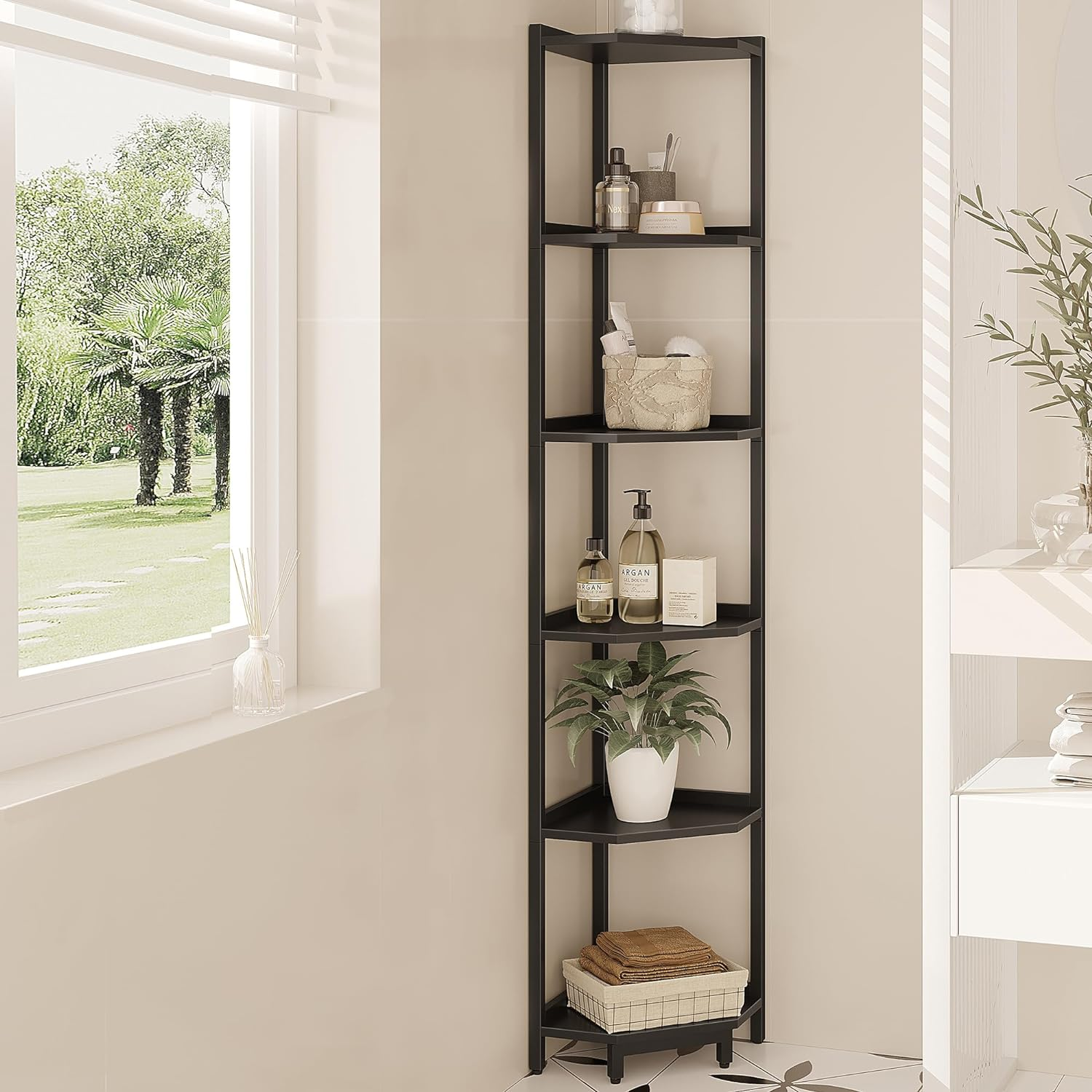 Hzuaneri Corner Shelf Stand, Corner Bookshelf, Storage Standing Shelf Unit wi... - Picture 10 of 14