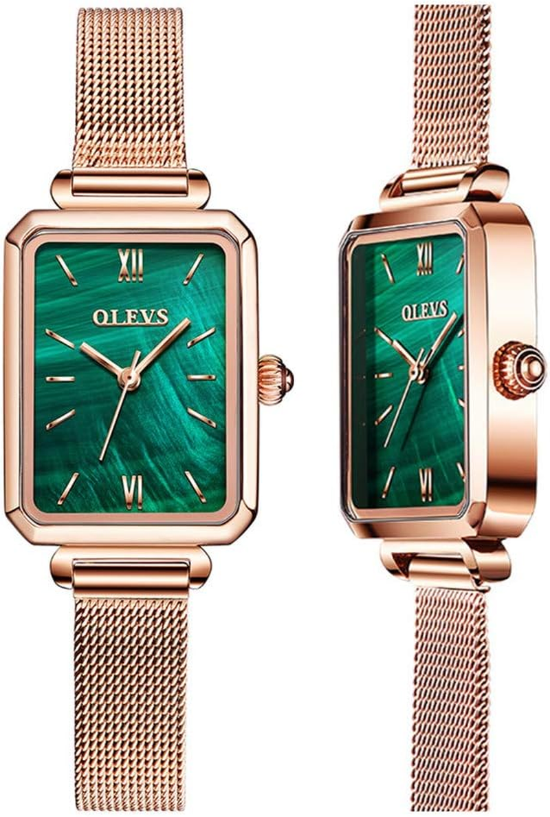 Fashion​ Luxury Square Face Watch for Women - Retro Gold Stainless Steel Mesh Band,Analog Quartz,Waterproof Elegant ​​Slim​​ Dress Watch Self Love Splurge & Christmas Gift for Her​