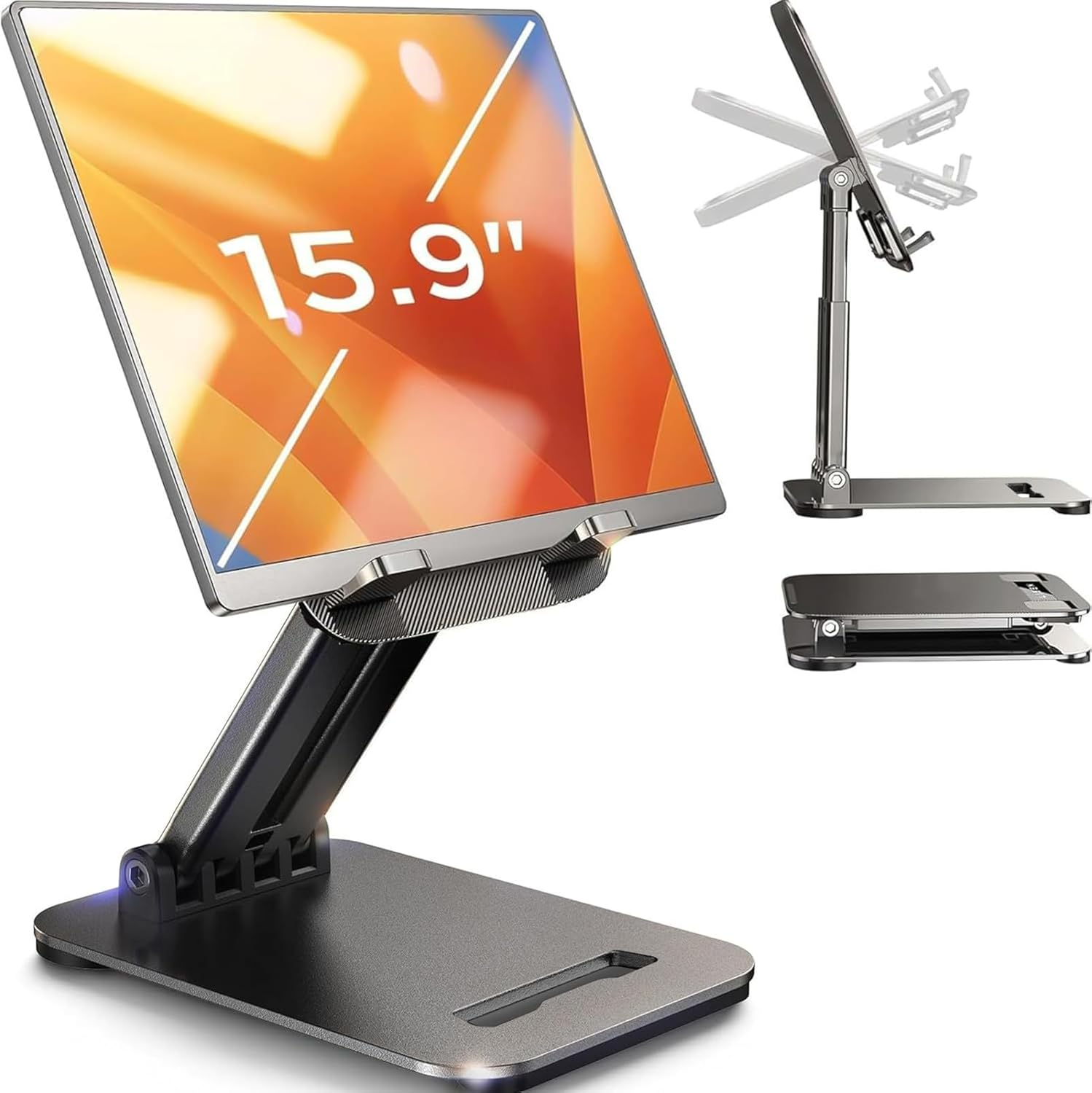 LISEN Tablet Stand for Ipad Stand Holder Desk, Foldable Home Office Desk Accessories Travel for Ipad Holder Dorm College Essentials Portable Monitor Stand Fits Tabs Kindle Iphone 4-15.9
