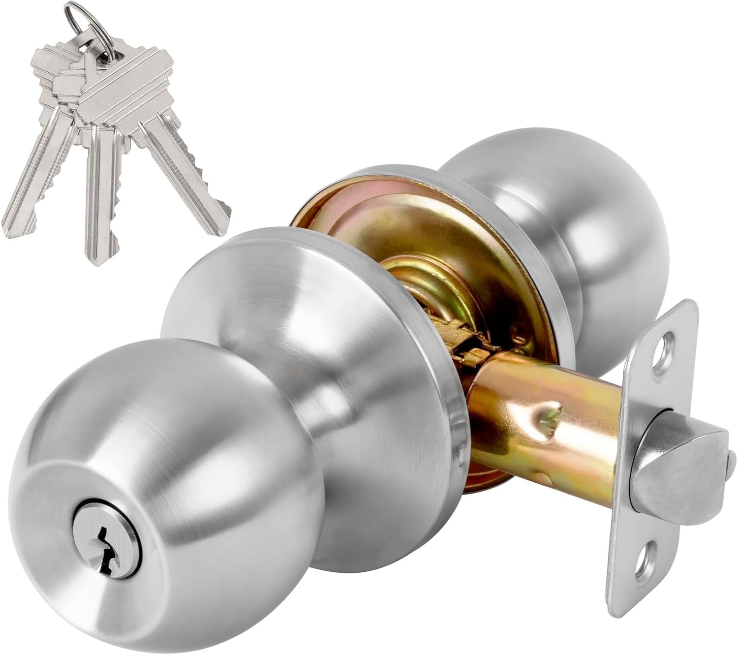 Keyed Entry Door Knob with Lock and Key Exterior and Interior Door Lock