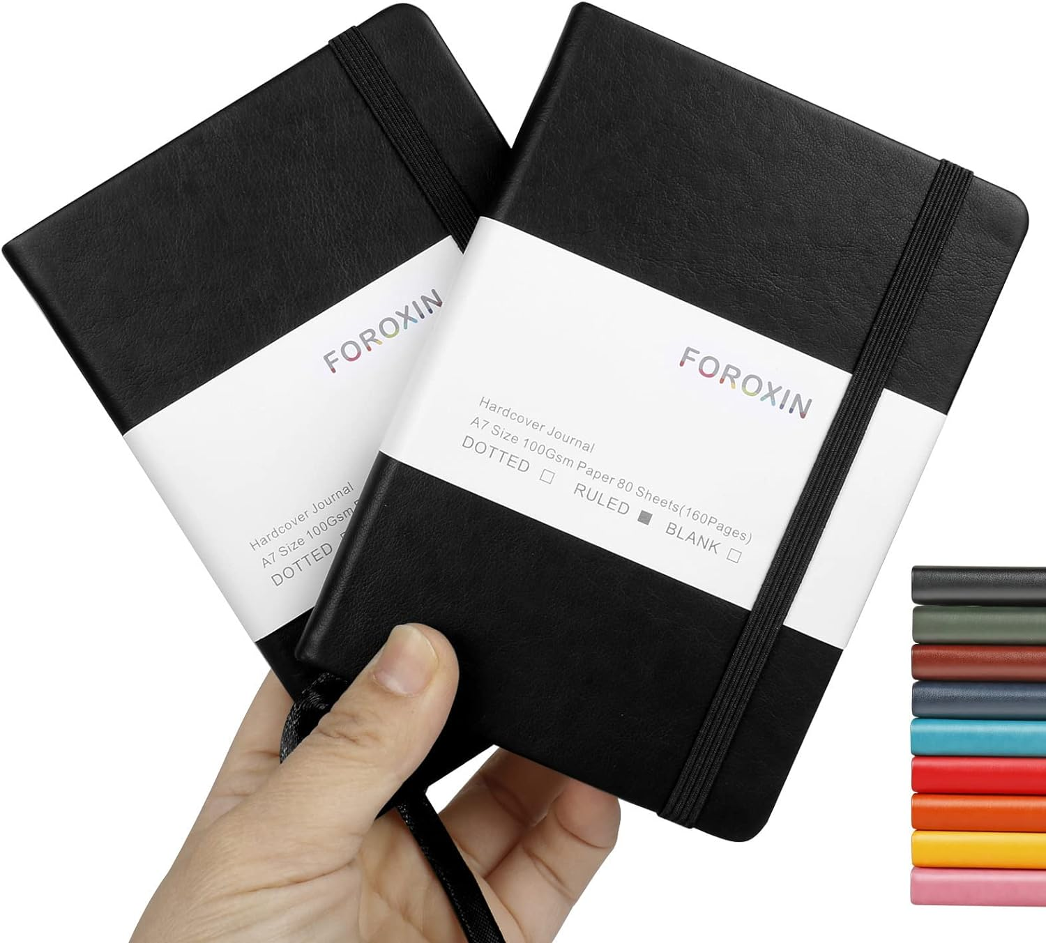 Lined Pocket Journal Notebook, 2 Pack, (Black), 160 Pages, Small, 3.86 inches x 5.51 inches - 100 gsm Thick Paper, Hardcover