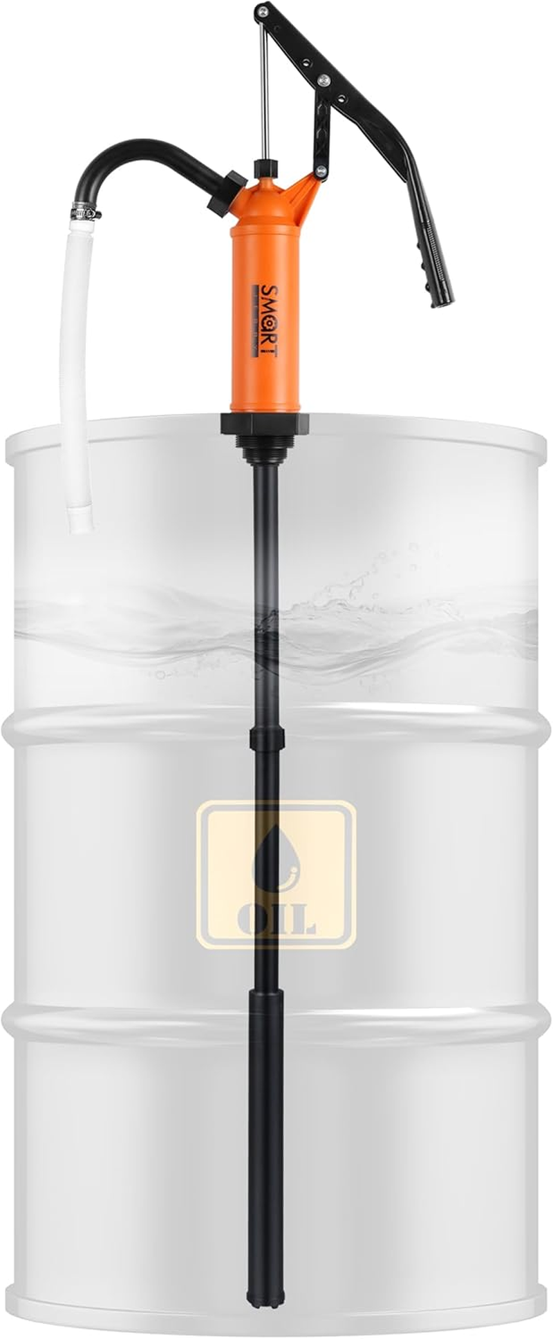 - 55 Gallon Drum Pump | Heavy Duty Manual Rain Barrel Pump for Water, DEF & Corrosive Liquids | 9-14 Oz per Stroke Lever Action Design​ | Fits 5-55 Gallon Drums
