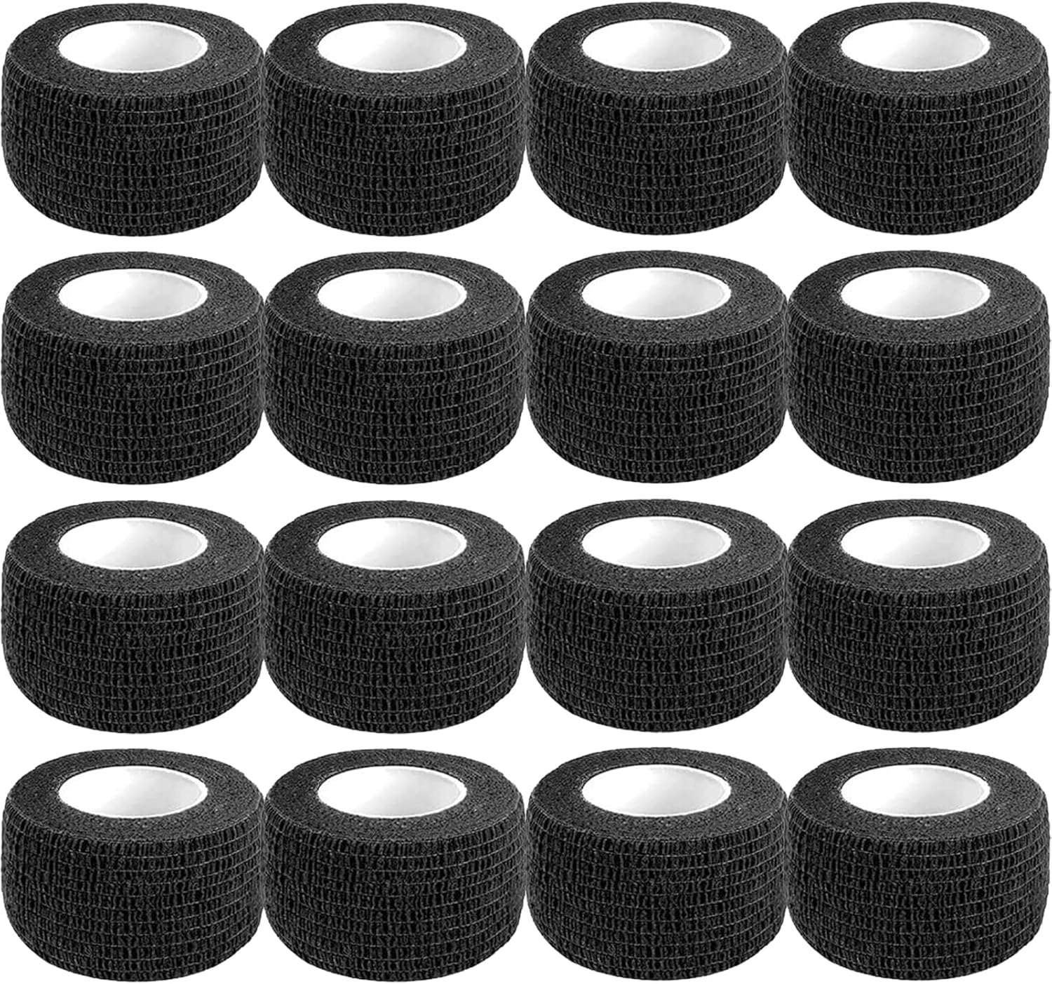 Self Adhesive Bandage Wrap,1 Inch 5 Yards 16 Pack Black Elastic Flexible 