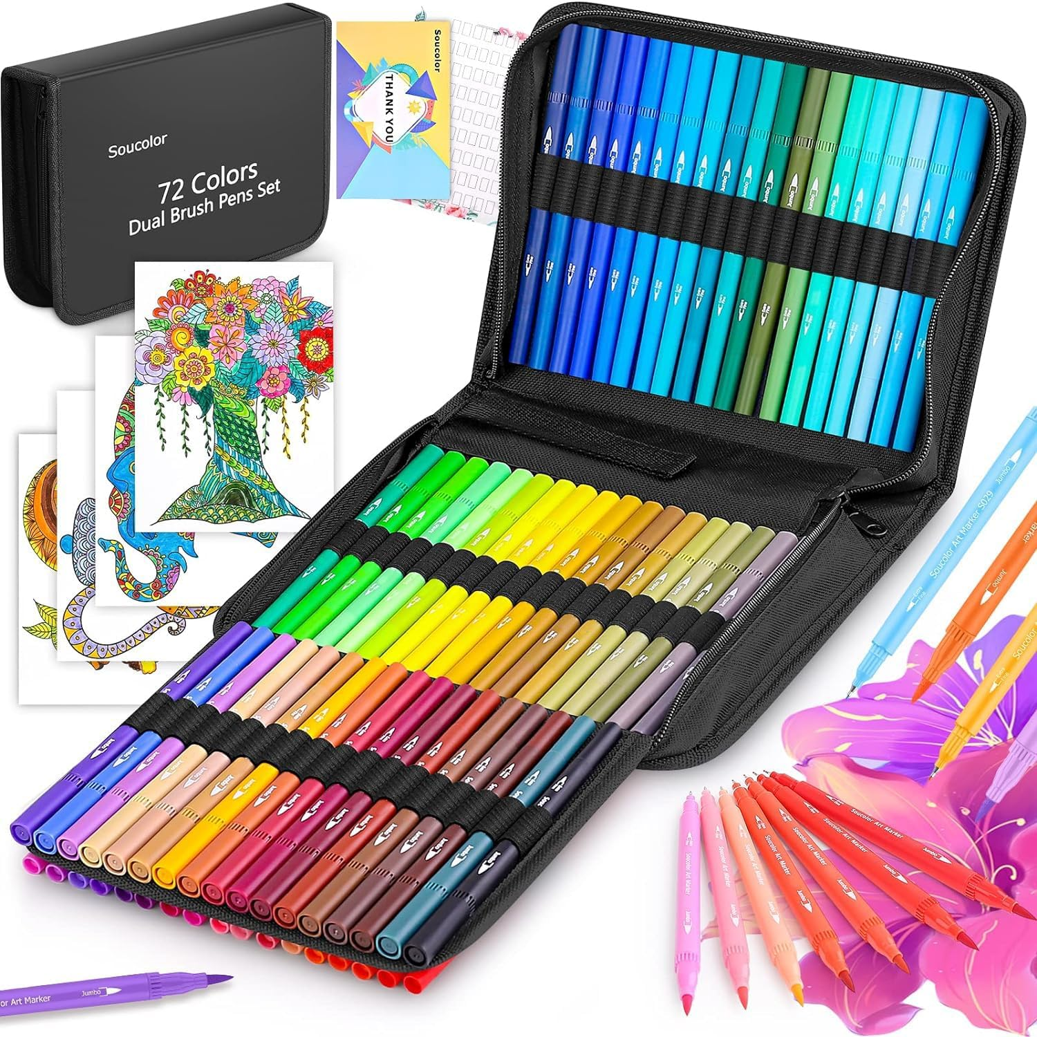 Art Supplies for Adults Kids, 72 Colors Dual Tip Brush Fine Tip Markers, Art Kit Drawing Set with Art Case Coloring Set, Art Set for Kids, Kids Art Supplies for School, Gifts for Girls & Boys