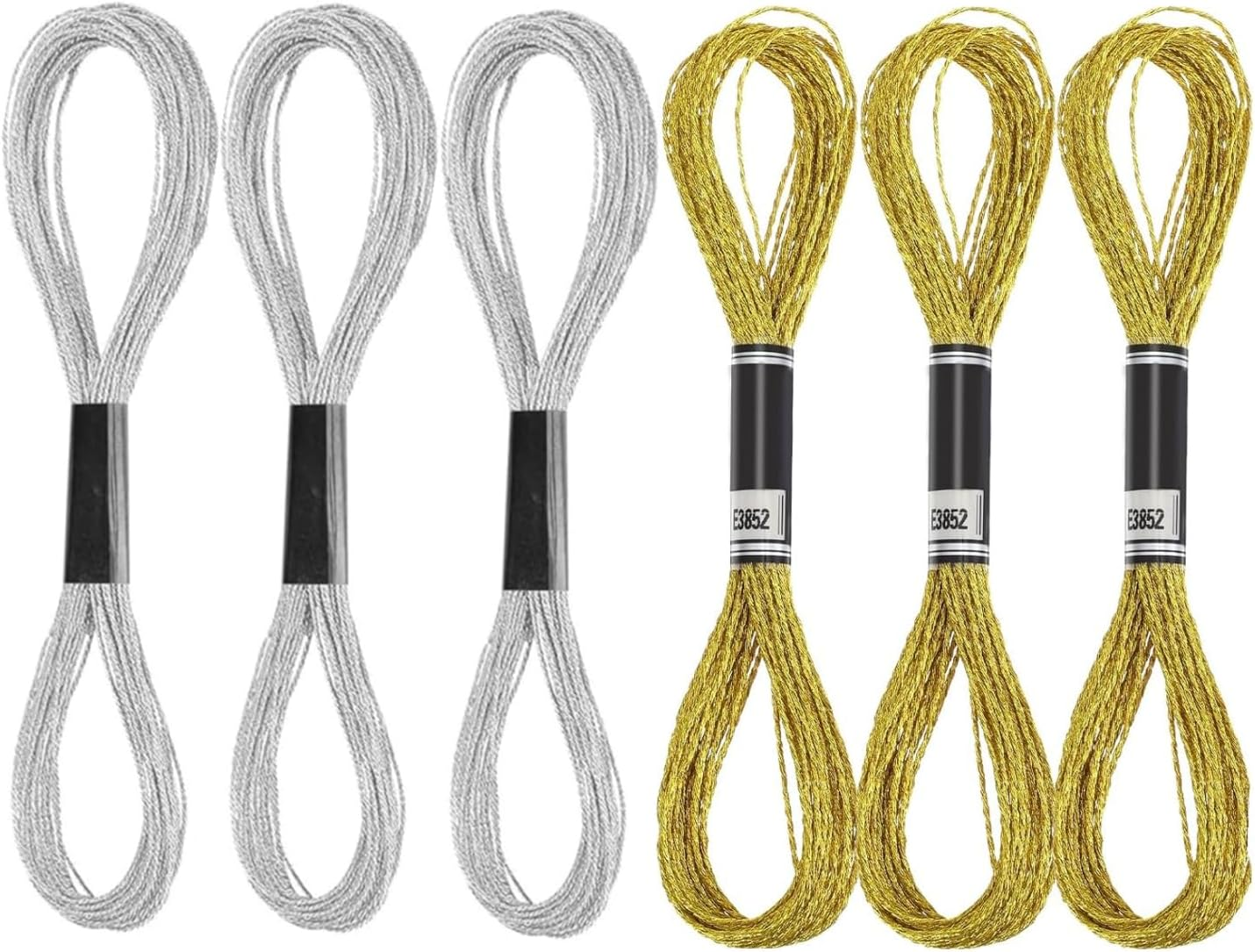 Filati Da Ricamo Metallico,6 Matasse Fili per Punto Croce Filo Da Ricamo Oro E Argento Glitterato Filo Da Ricamo Filo per Punto Croce per Bracciali Dell'Amicizia DIY Filo Da Ricamo Artigianato