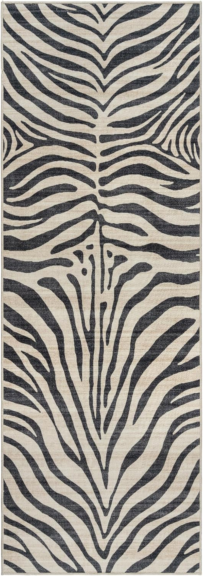 Printed Indoor Boho Area Rug - Non Slip, Ultra Thin, Super Strong, Printed Rug - Home Décor for Entryway, Bedroom, Living Room - 2X6 Runner, Zebra Black White, 28533