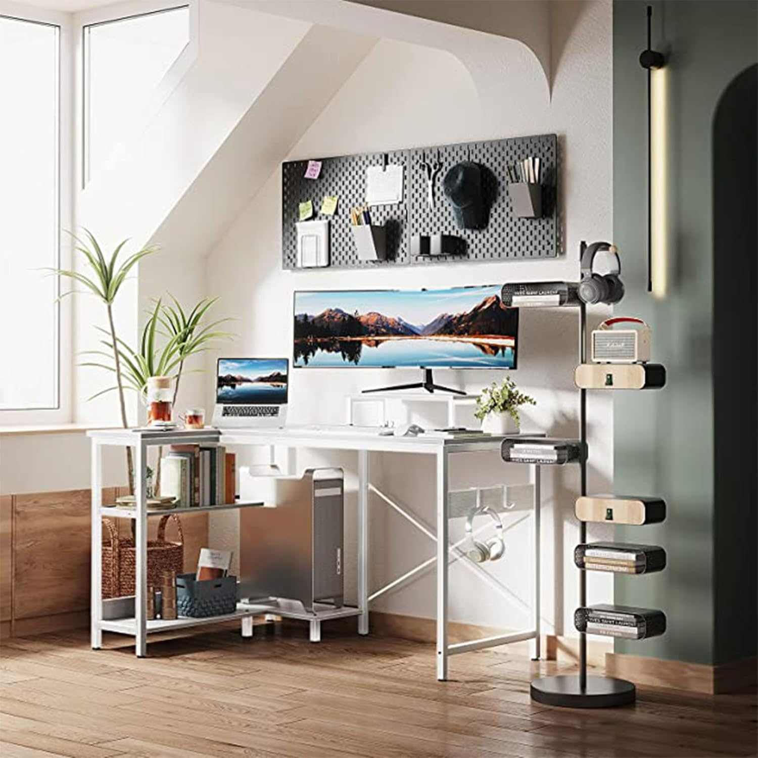 ODK L Shaped Computer Desk with Reversible Storage Shelves, L-Shaped Corner D... - Picture 10 of 14