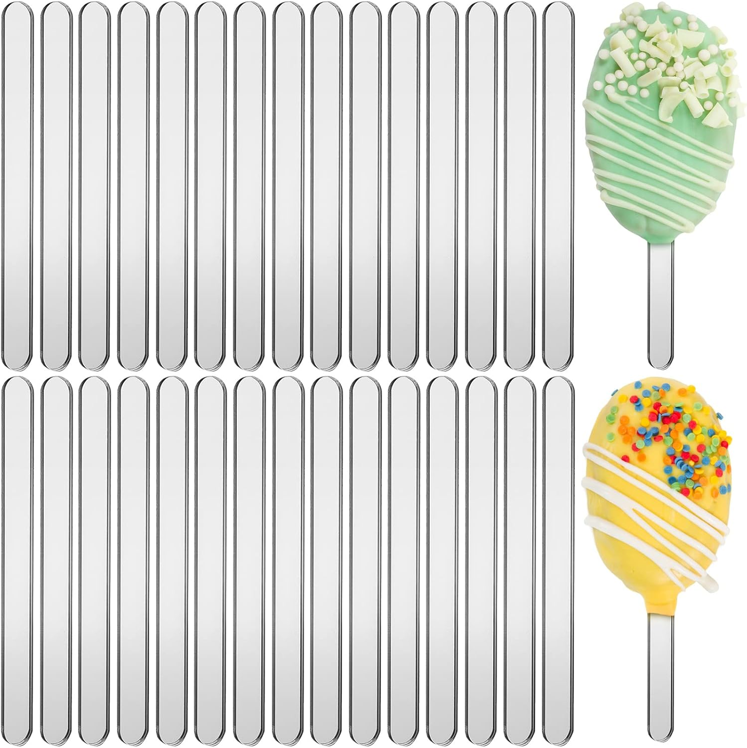 30 Pieces Acrylic Sticks Reusable Cakesicle Cake Pop Mold Mirror Ice Pop Sticks Ice Cream Cakesicle Mold for Home Cake Candy Gifts Party Craft