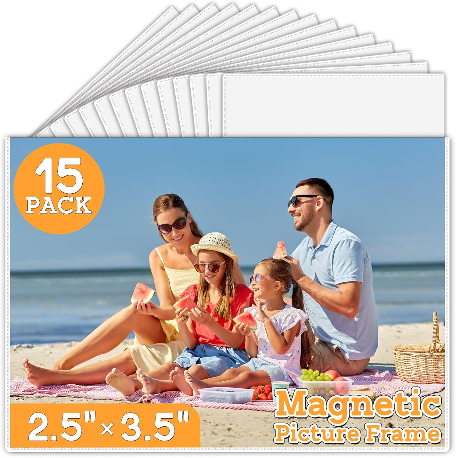 VNDUEEY 15 Pack Magnetic Picture Frames 2.5X3.5, Reusable Pocket Photo Frames for Fridge and Locker, Perfect for Home, Office, School, and Celebrity Photo Cards