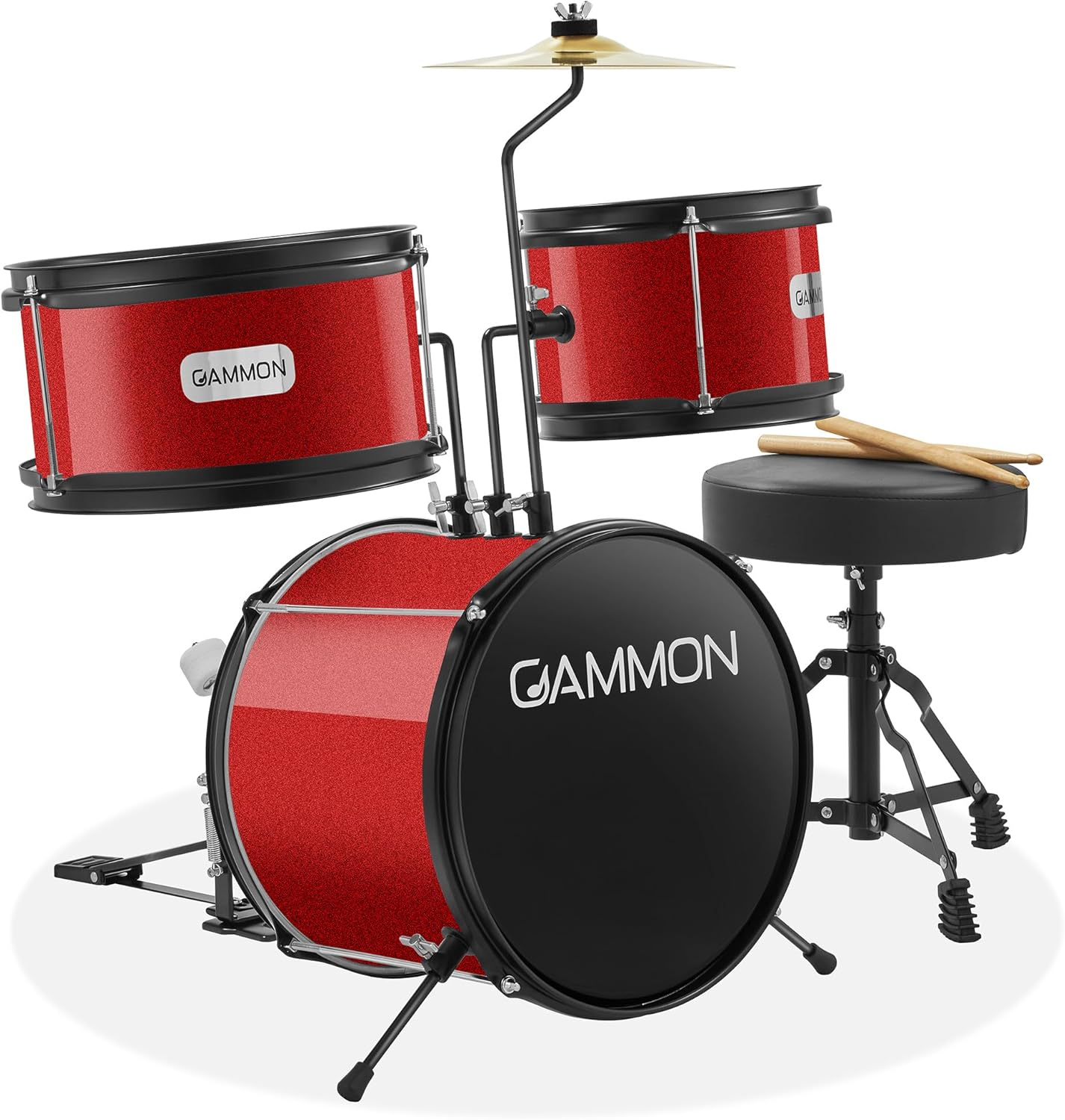 Gammon 3-Piece Junior Drum Set with Throne Red, Complete - Main Image
