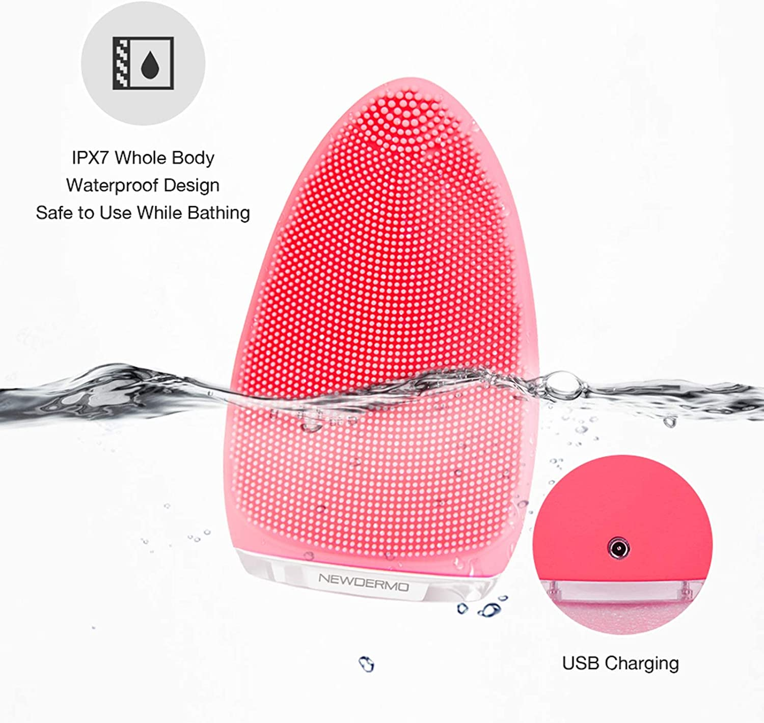 NEWDERMO Electric Facial Cleansing Brush,Silicone Facial Brush, Waterproof Sk... - Picture 7 of 10