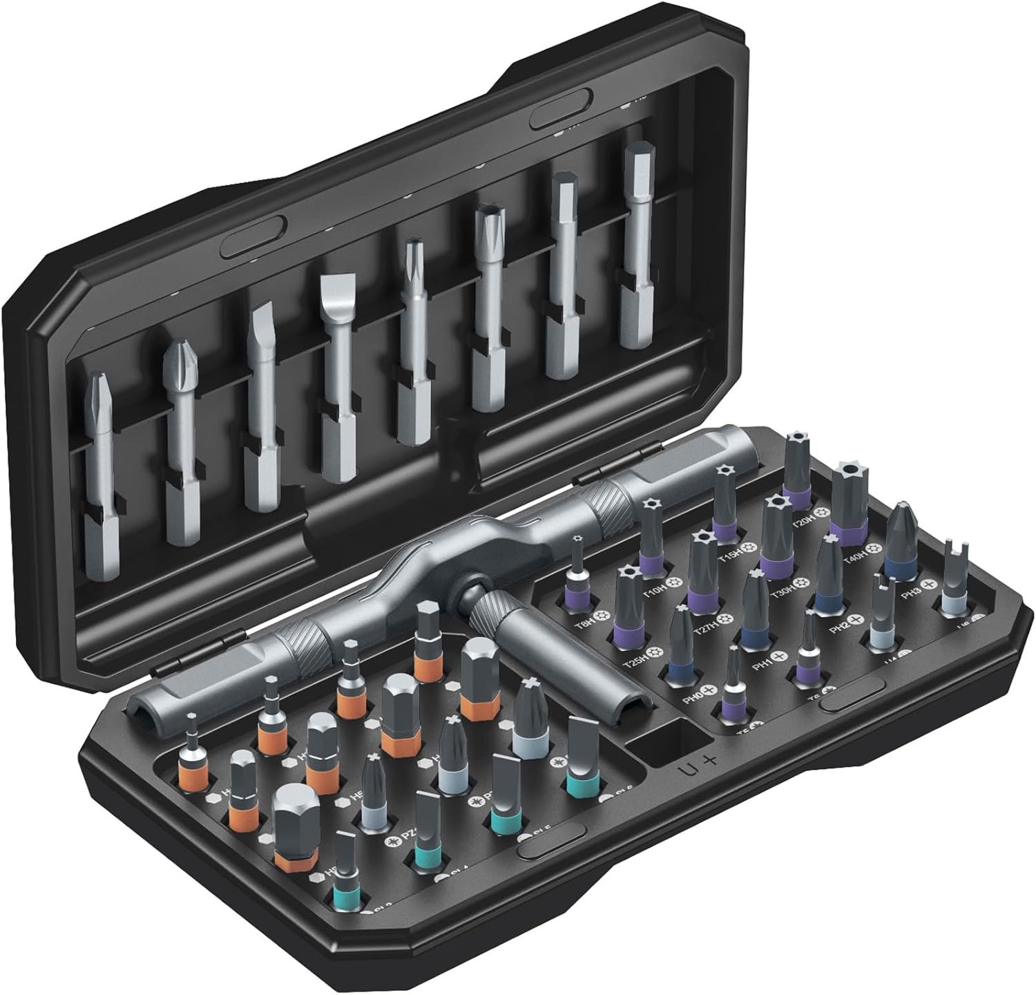 42 in 1 Magnetic Screwdriver Set, Handle Ratchet Screwdriver Set Magnetic with 40 PCS Bits, Precision Repair Tool Kit with Carry Case for Tools & Home Improvement Computer Bicycle (Black)