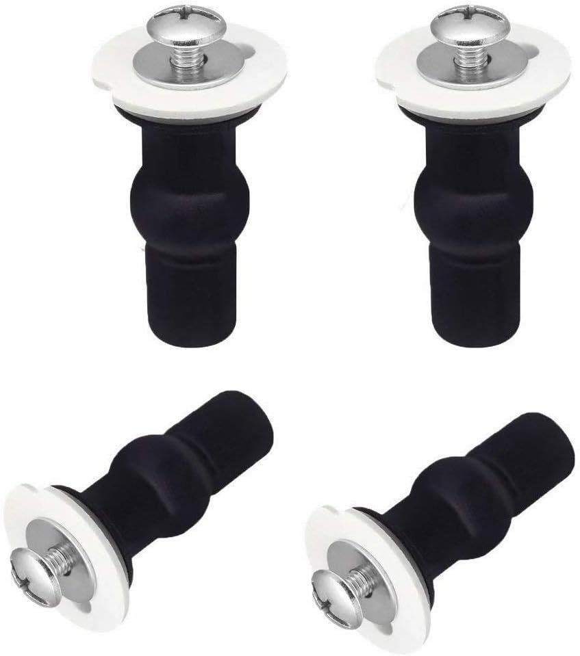 Toilet Seat Bolts 4-Pack: Hinge Bolt Screws, Rubber Top Nuts, Mount Hardware Kit