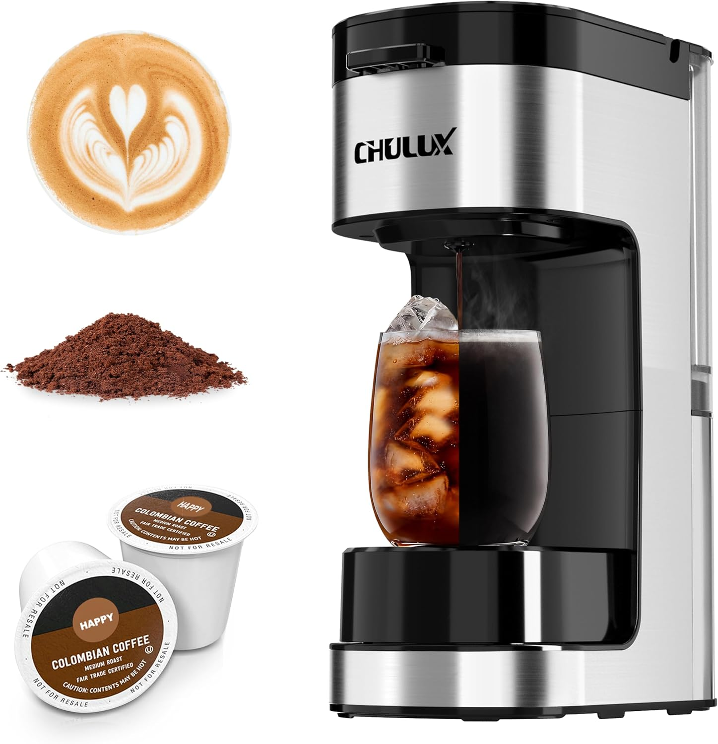 Single Serve Coffee Maker for K-Cup & Ground Coffee, 3 Brew Sizes