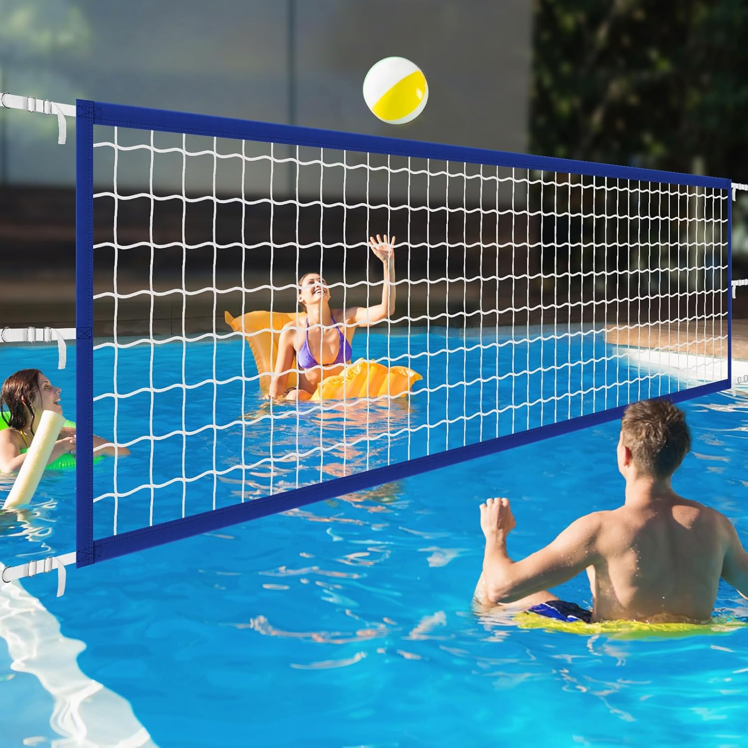 Upgraded Pool Volleyball Net, 15X3Ft Pool Volleyball Net for Inground Pool Games for Adults and Family 2026 Summer Pool Floaties Party Gift