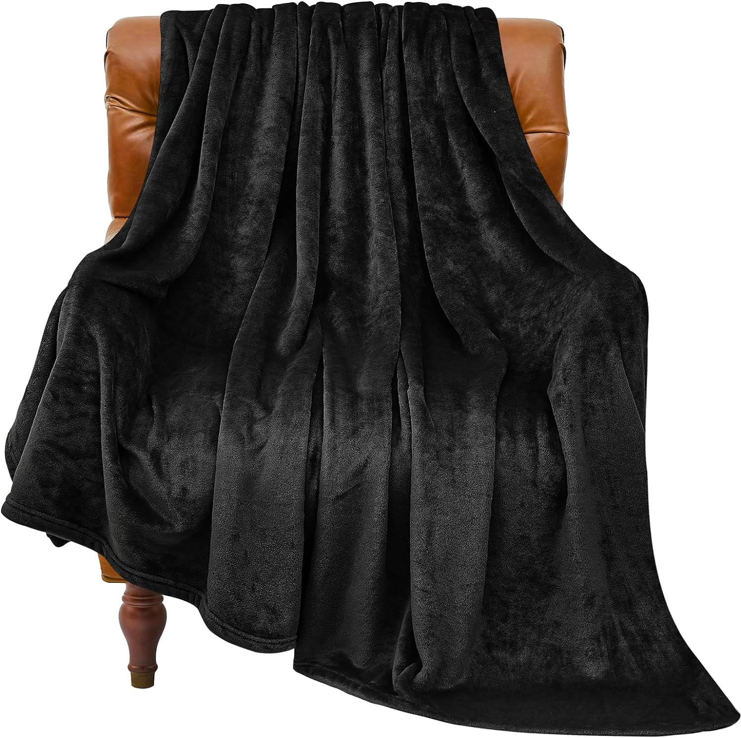 Fleece Blanket Black Throw Blankets for Couch & Bed, Luxury Plush Cozy Fuzzy