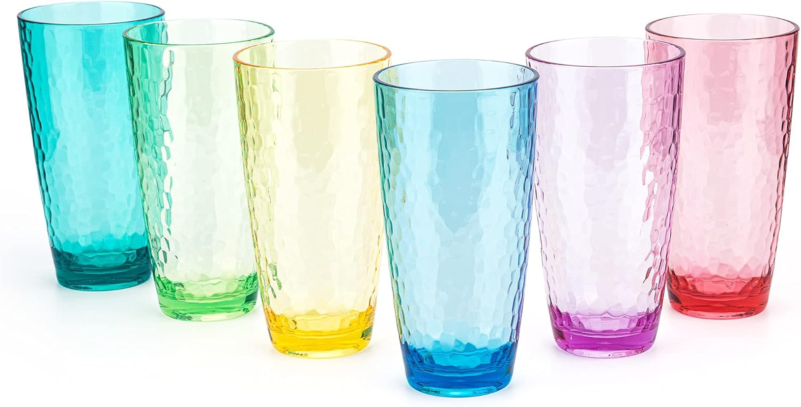 KOXIN-KARLU Hammered 26-Ounce Plastic Tumbler Acrylic Glasses Set of 6Multicolor