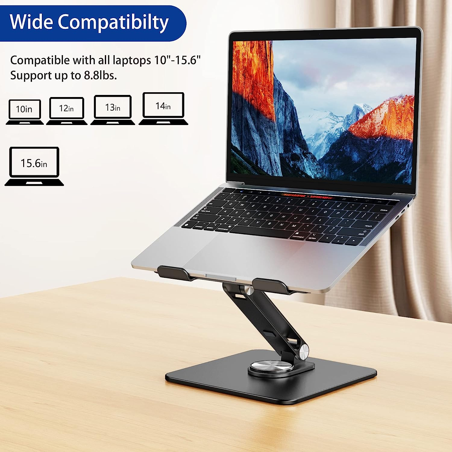 BESIGN LSX7 Laptop Stand with 360° Rotating Base, Ergonomic Adjustable Notebo... - Picture 4 of 14