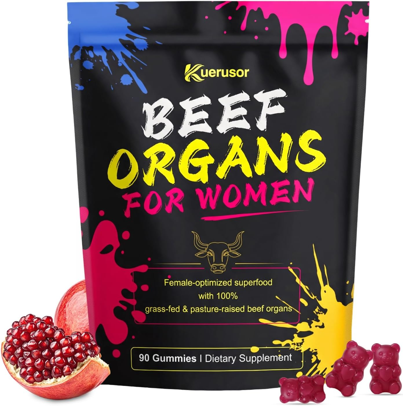 Beef Organ Supplement for Women, 100% Grass Fed - 90 Gummies