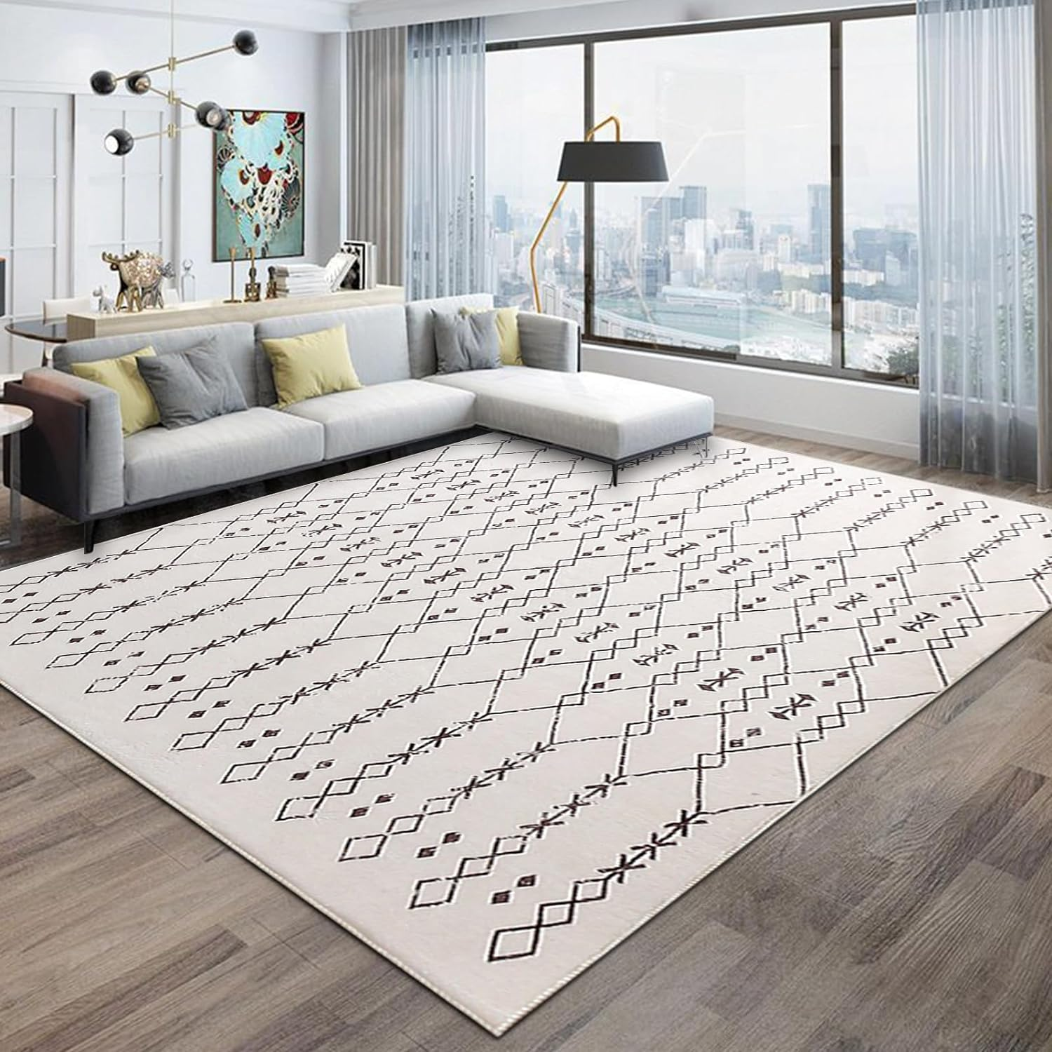 Leesentec Moroccan Area Rugs 200X250cm Living Room Rugs Modern Abstract Rug G... - Picture 1 of 6