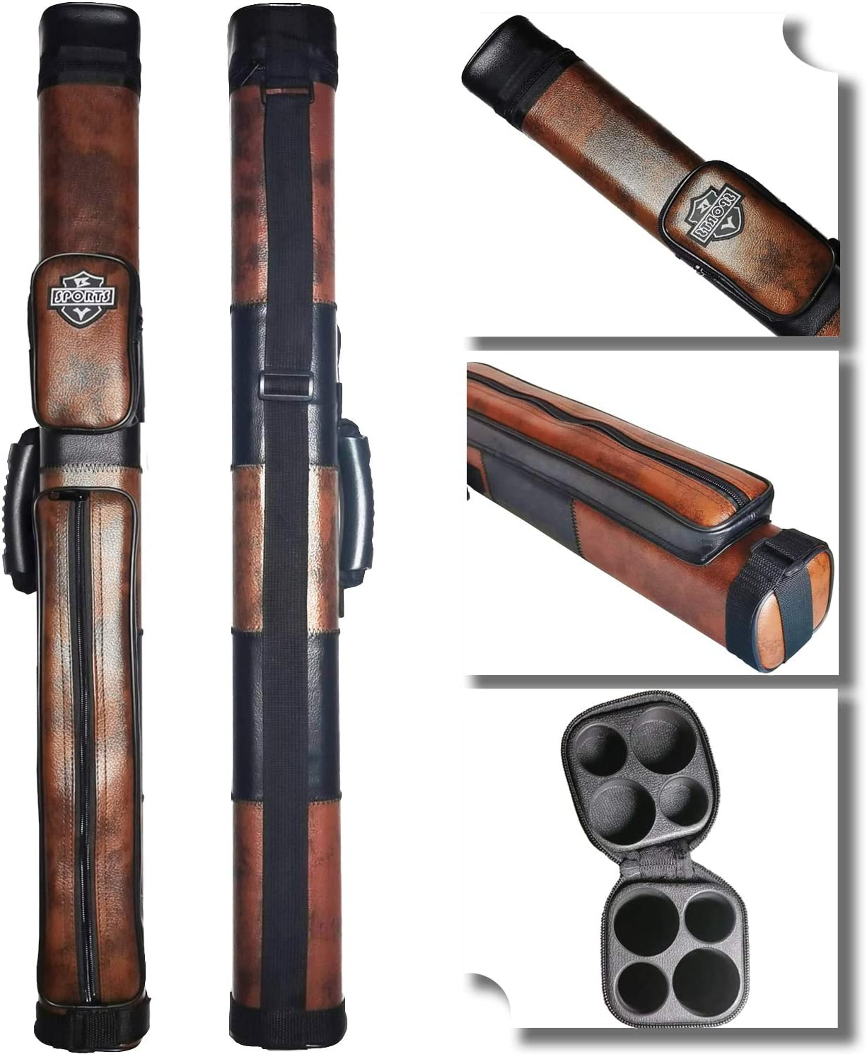 BY SPORTS 2x2 Hard cue case Square Pool Cue Billiard Stick Carrying Case - Picture 11 of 17