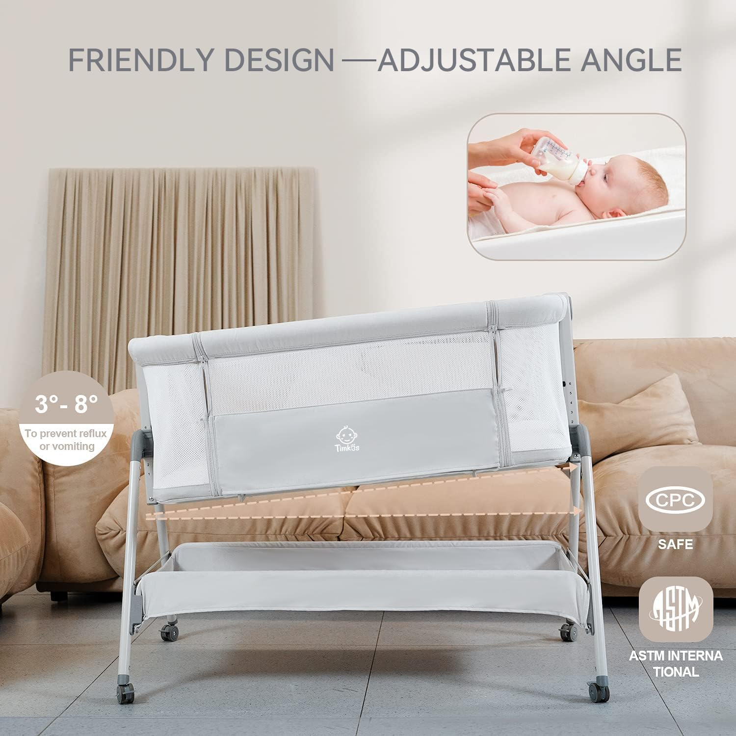 Baby Bassinet with Mattress, Bassinet Co Sleeper 3-in-1 Bedside Bassinets wit... - Picture 4 of 13