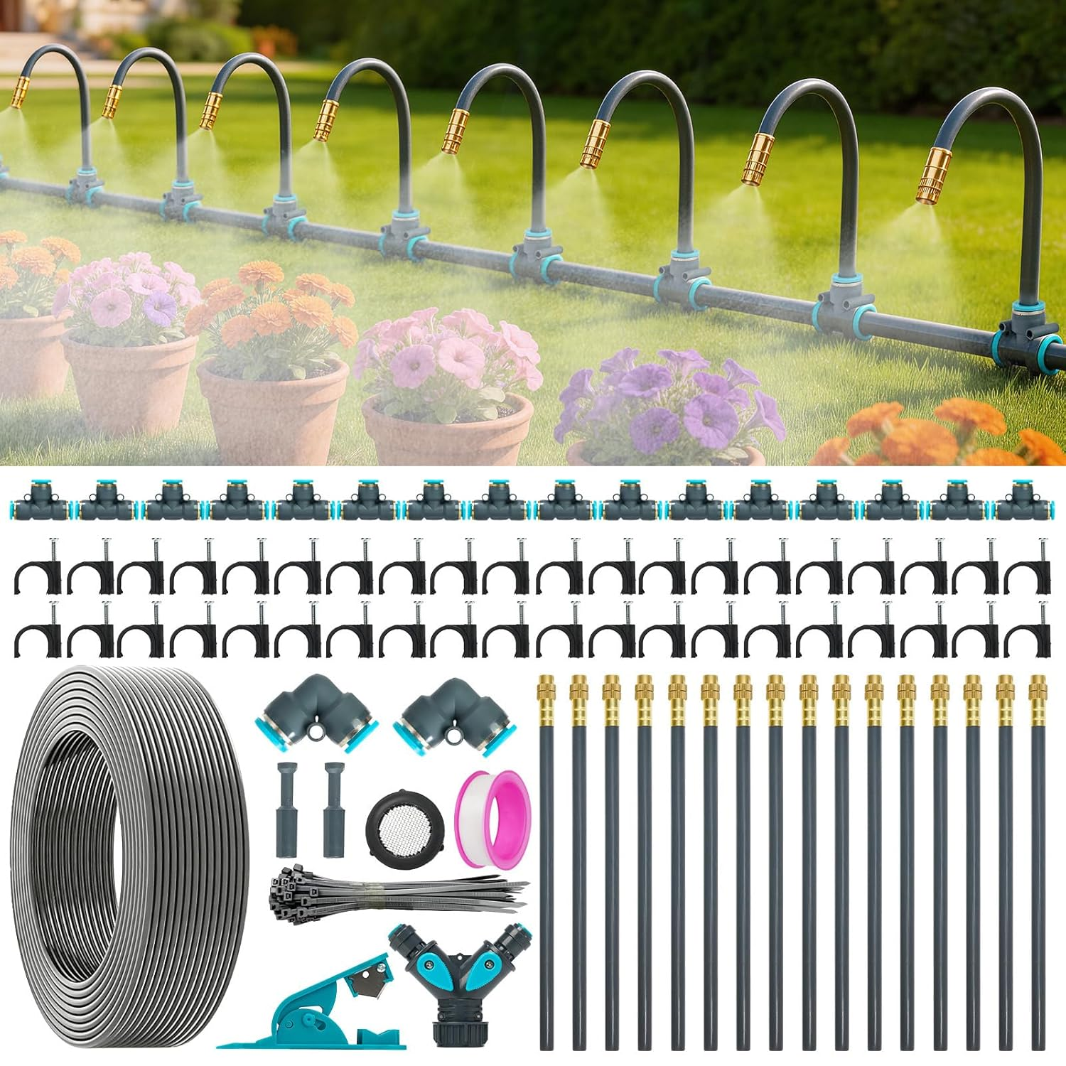 360° Adjustable Drip Irrigation System 100FT,5/16