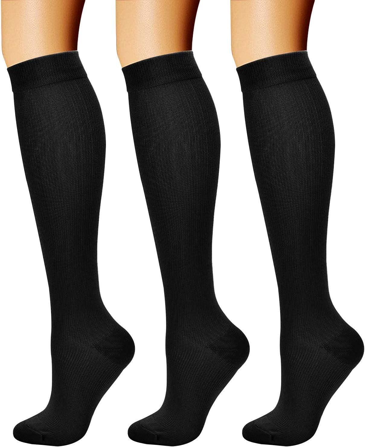 Compression Socks 15-20 mmHg 3 Pairs – Men & Women Athletic Circulation