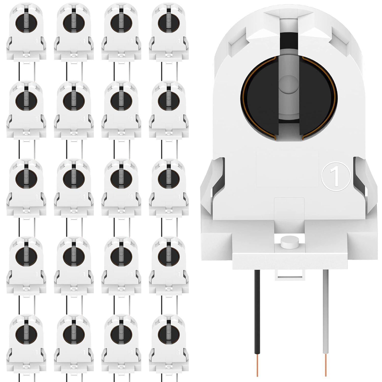 20-Pack JACKYLED Screw Type T8 Lamp Holder with Wires UL Non