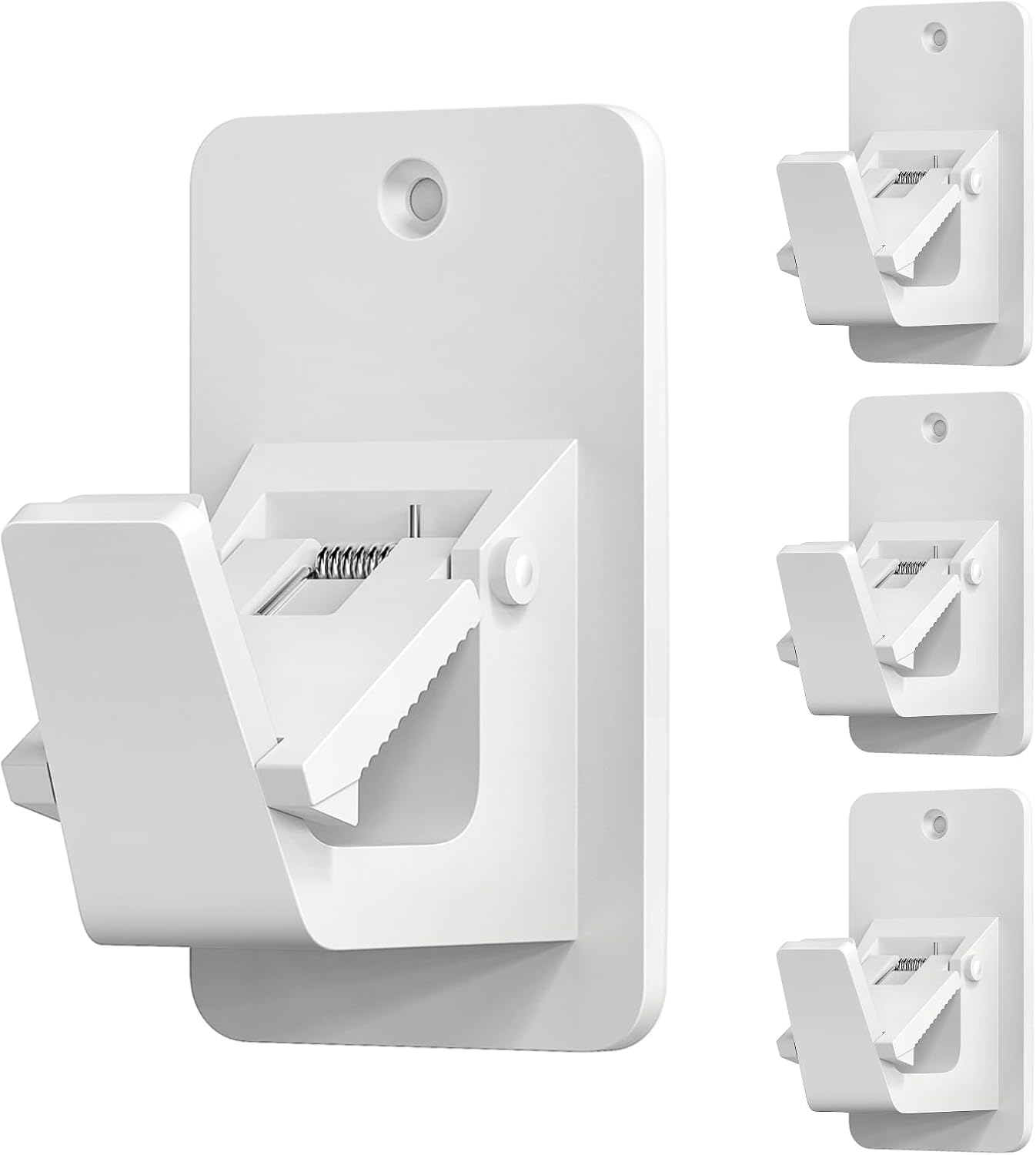 Adhesive No Drill Curtain Rod Brackets - Heavy Duty 30LB Holders for Bathroom Bedroom Kitchen, Universal Damage-Free Window Rod Hooks with Nail-Free Installation (4PC White)