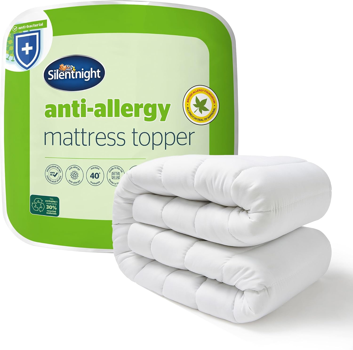 Silentnight Airmax 1000 Mattress Topper 10cm Thick Anti-Allergy Breathable