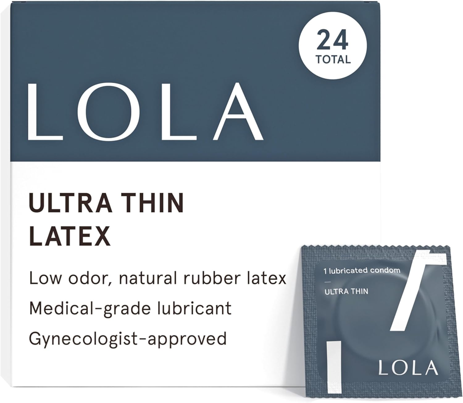 LOLA Regular Ultra Thin Natural Condoms - Vegan-Friendly Organic Condoms - Sensitive Skin Safe - Durable Natural Barrier - Regular Size 52Mm X 189Mm, Pack of 24