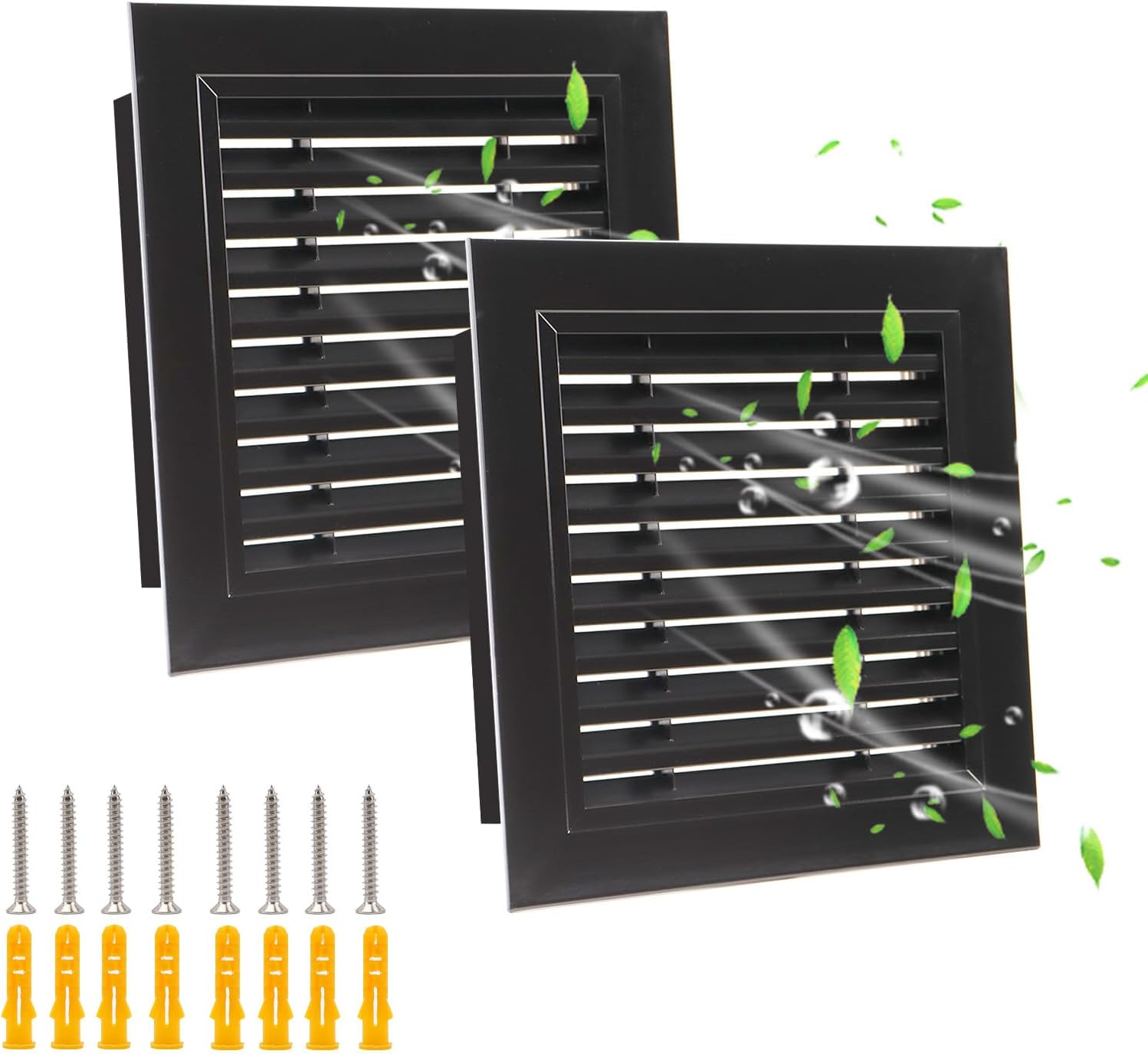 12 X 12" Gable Vent,2 Pack Aluminum Shed Vents,Sturdy Attic Vent with Screen,Black Gable Vents for House/Attic/Shed/Garage/Exterior Wall Ventilation[Vent Opening: 10" X 10"]