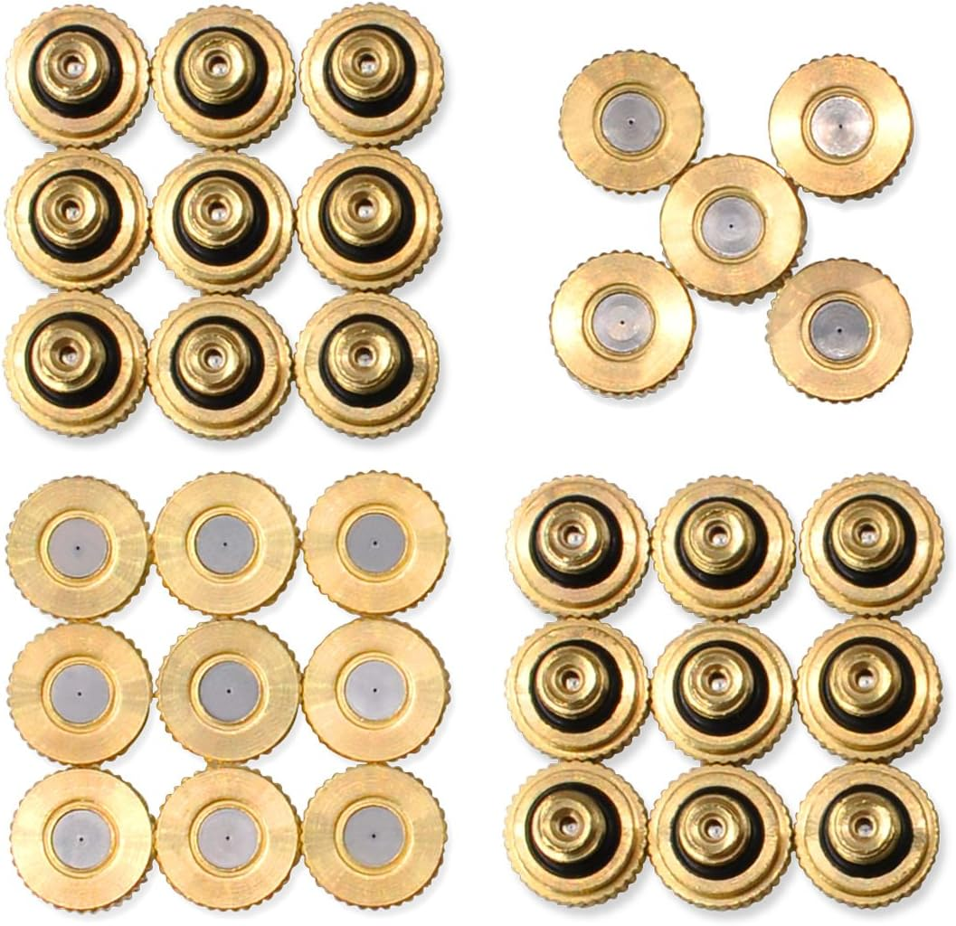 32 Pack- Brass Misting Nozzles for Outdoor Cooling System, 0.012” Orifice (0.3 Mm) 10/24 UNC