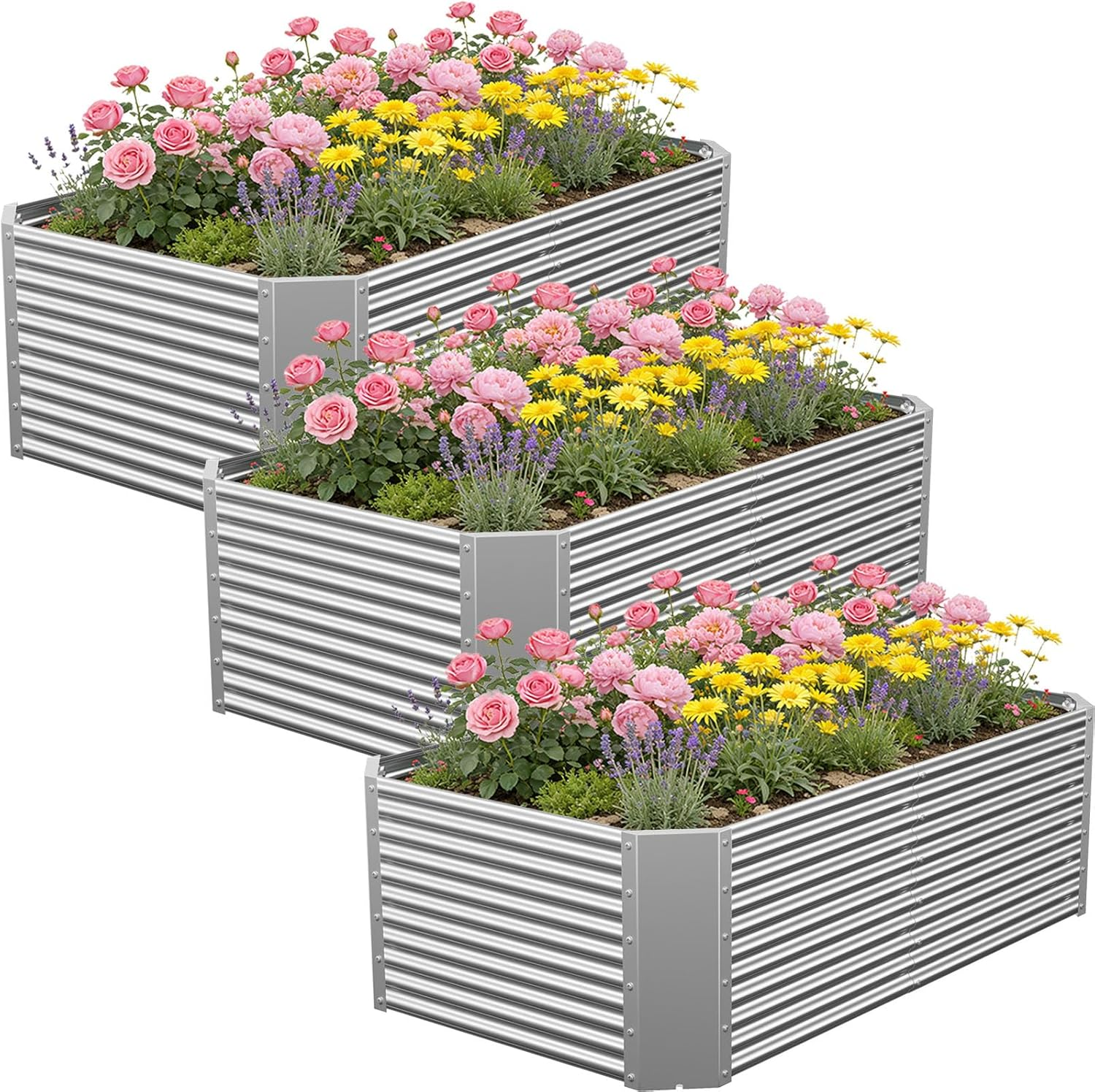 4 X 2 X 1.4 FT Galvanized Steel Raised Garden Bed, Outdoor Planter Box for Easy DIY & Clean - Large Metal Garden Beds for Backyards, Terraces & Balconies