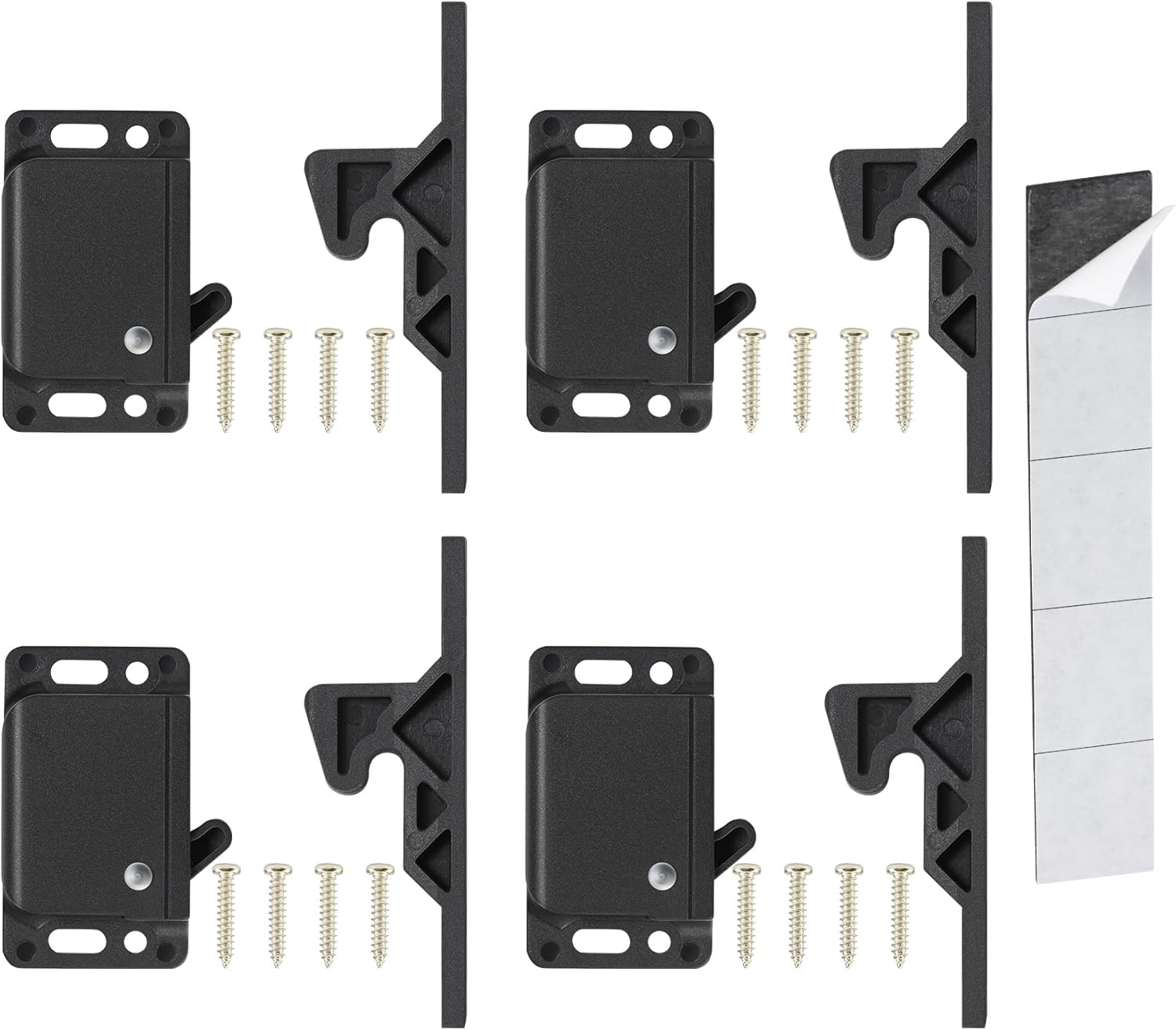 4 Pack Cabinet Door Latch/RV Drawer Latches, 8 Pull Force Latch, Holder for Home/RV Cabinet with Mounting Screws, Perfect for RV, Camper, Motorhome, Trailor, OEM Replacement