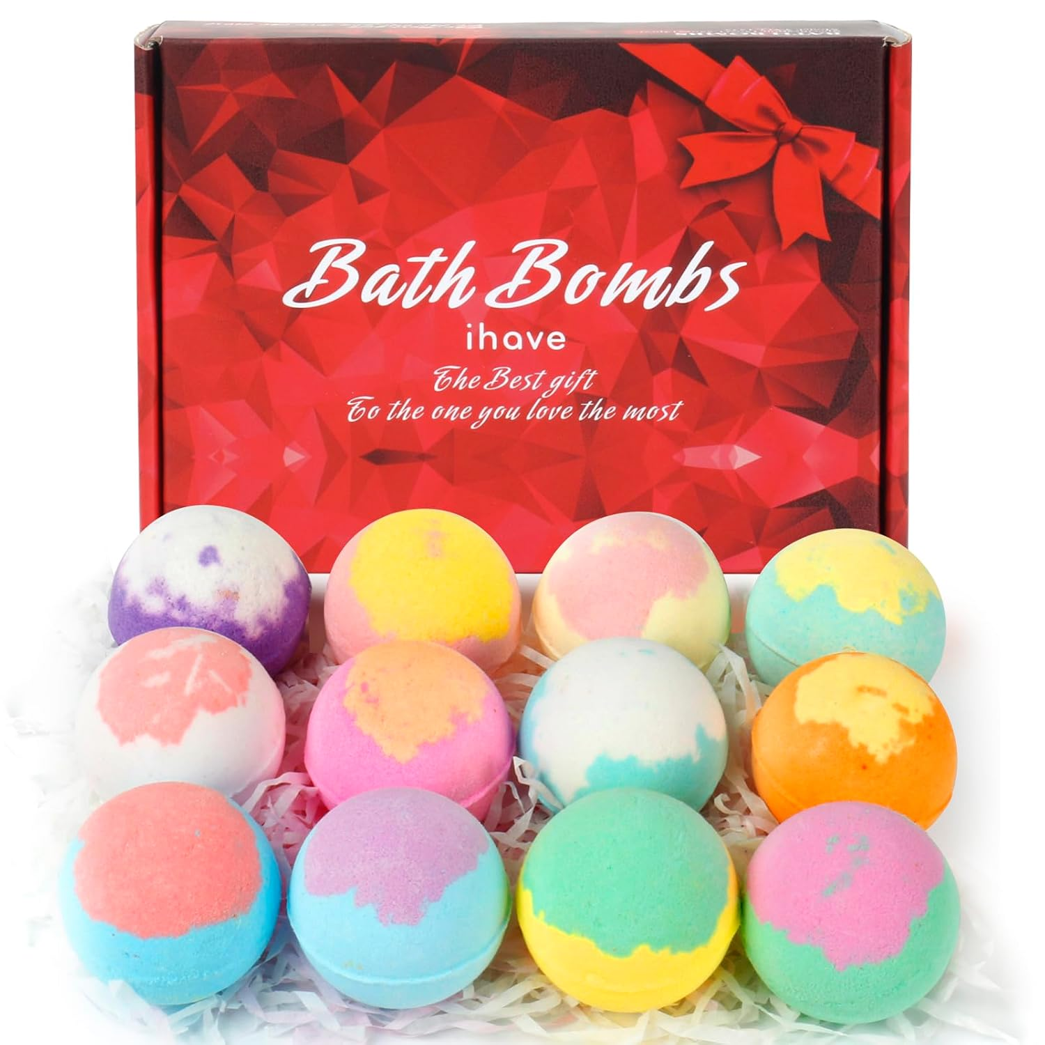 Ihave Bath Bombs for Kids and Women, 12 Natural Handmade Bath Bomb Gift Set, Bubble Bath Bombs - Perfect Self Care Relaxing Spa Gifts for Women
