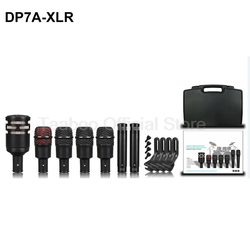 Drum Microphone Kits Professional Multi Microphones XLR Dynamic+Condenser Sound Recording Wired Mic for Band Stage Performance