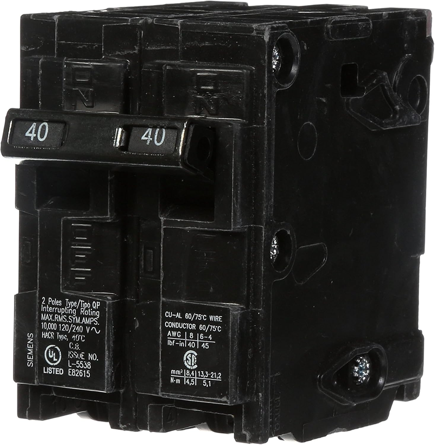 Q240 40-Amp Double Pole Type QP Circuit Breaker, Black