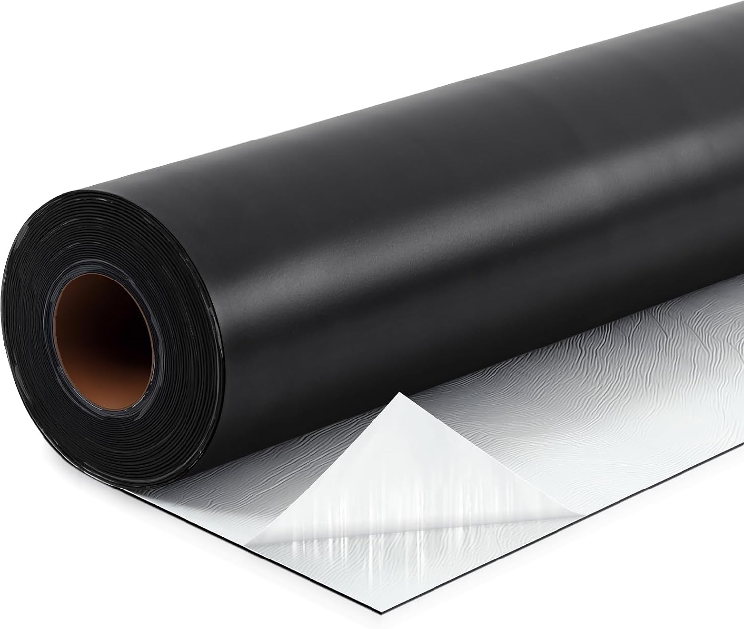 1 Roll EPDM Rubber Roofing Membrane 39" X 15Ft, Self-Adhesive Waterproof Underlayment, 50 Mil Reinforced Flat Roof Sheet, Ice and Water Sheet for RV, Shed, Garage and Patio