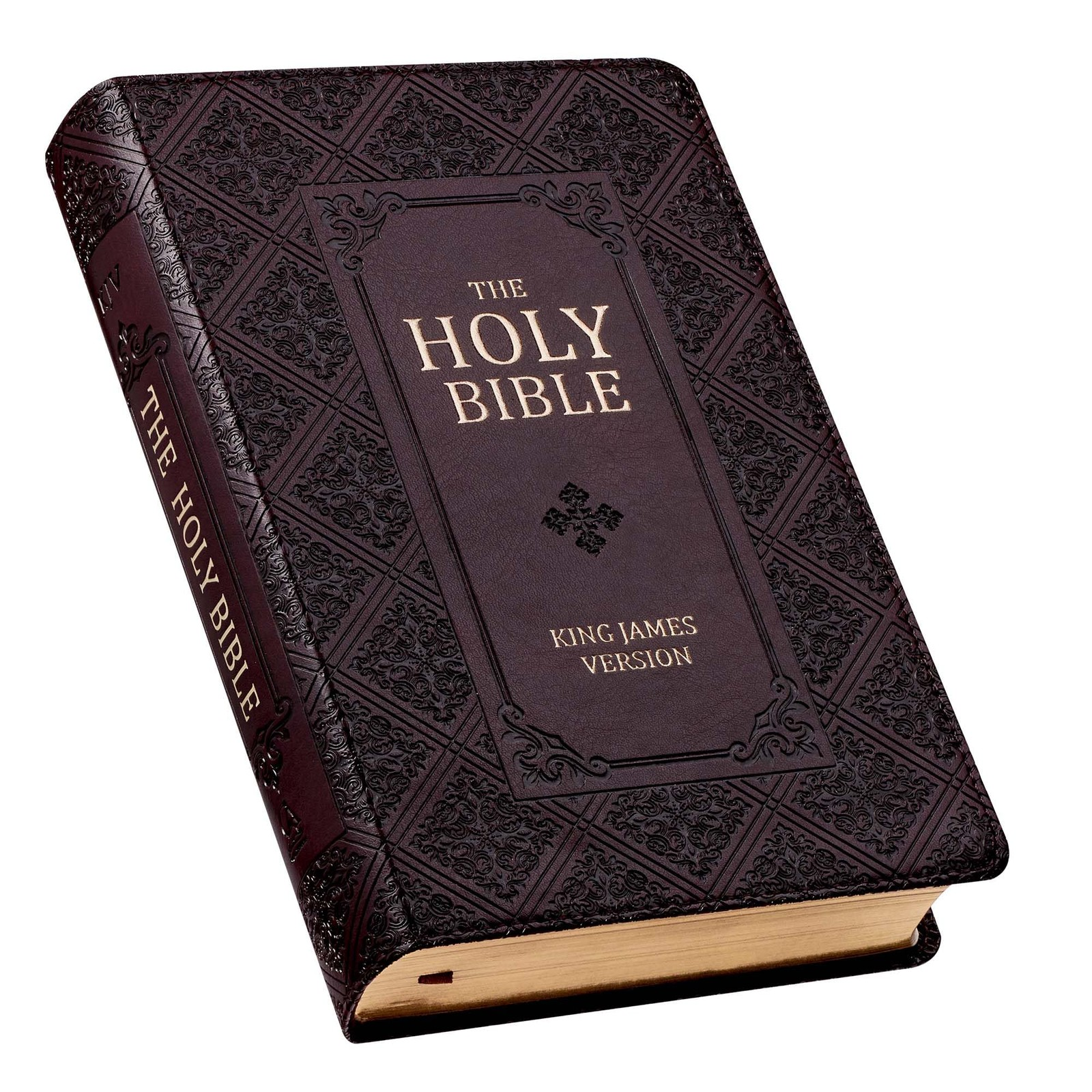 Holy Bible: Dark Brown Pattern KJV Bible Giant Print