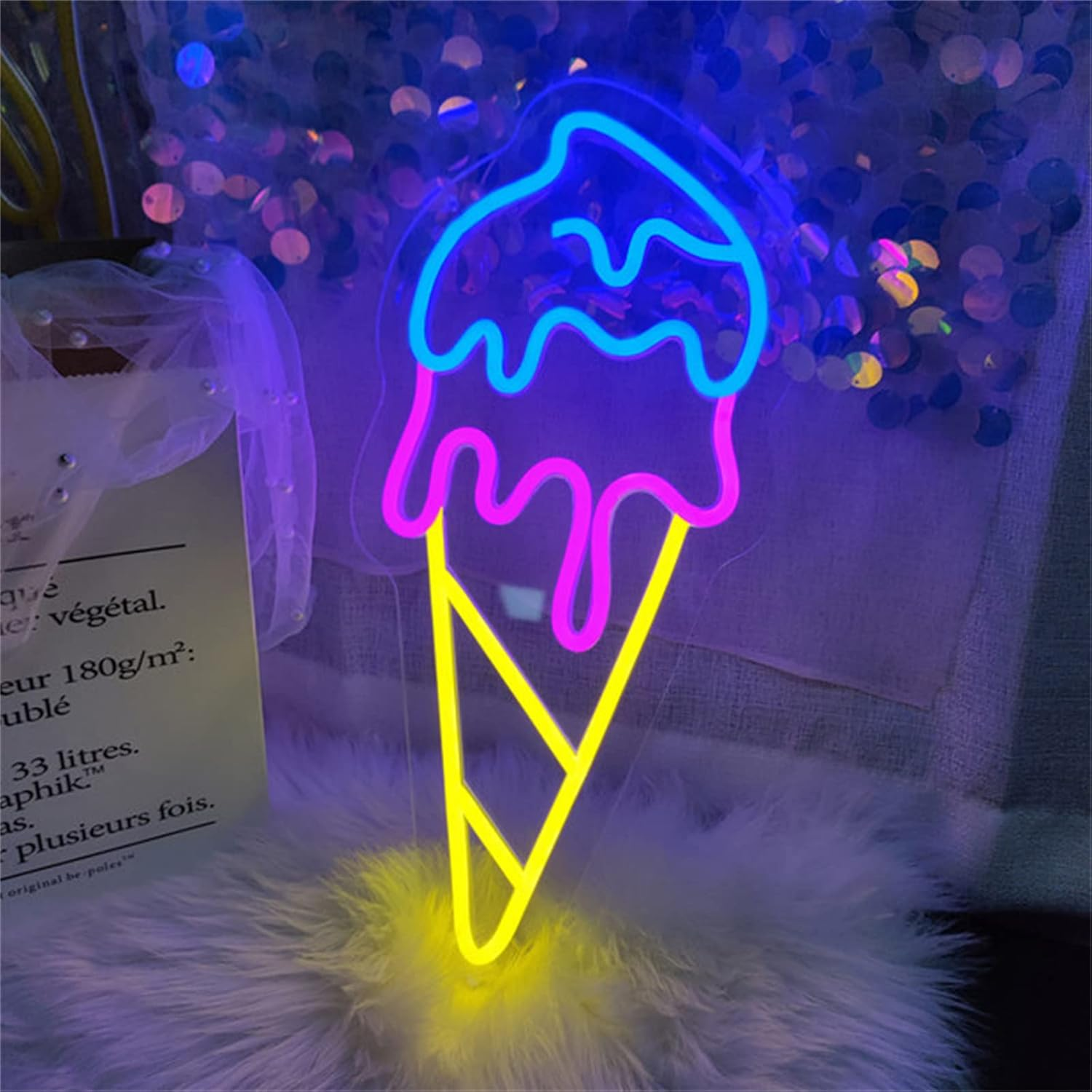 Ice Cream Neon Sign for Wall Decor, Ice Cream Led Neon Sign,Neon Ice Cream Sign Perfect for Girl‘S Room Decoration,Shop, Room,Game Room,Party,Bedroom,Garden,Wedding,Birthday Party,Christmas,Pub Bar Decoration,Gifts,17*8Inches