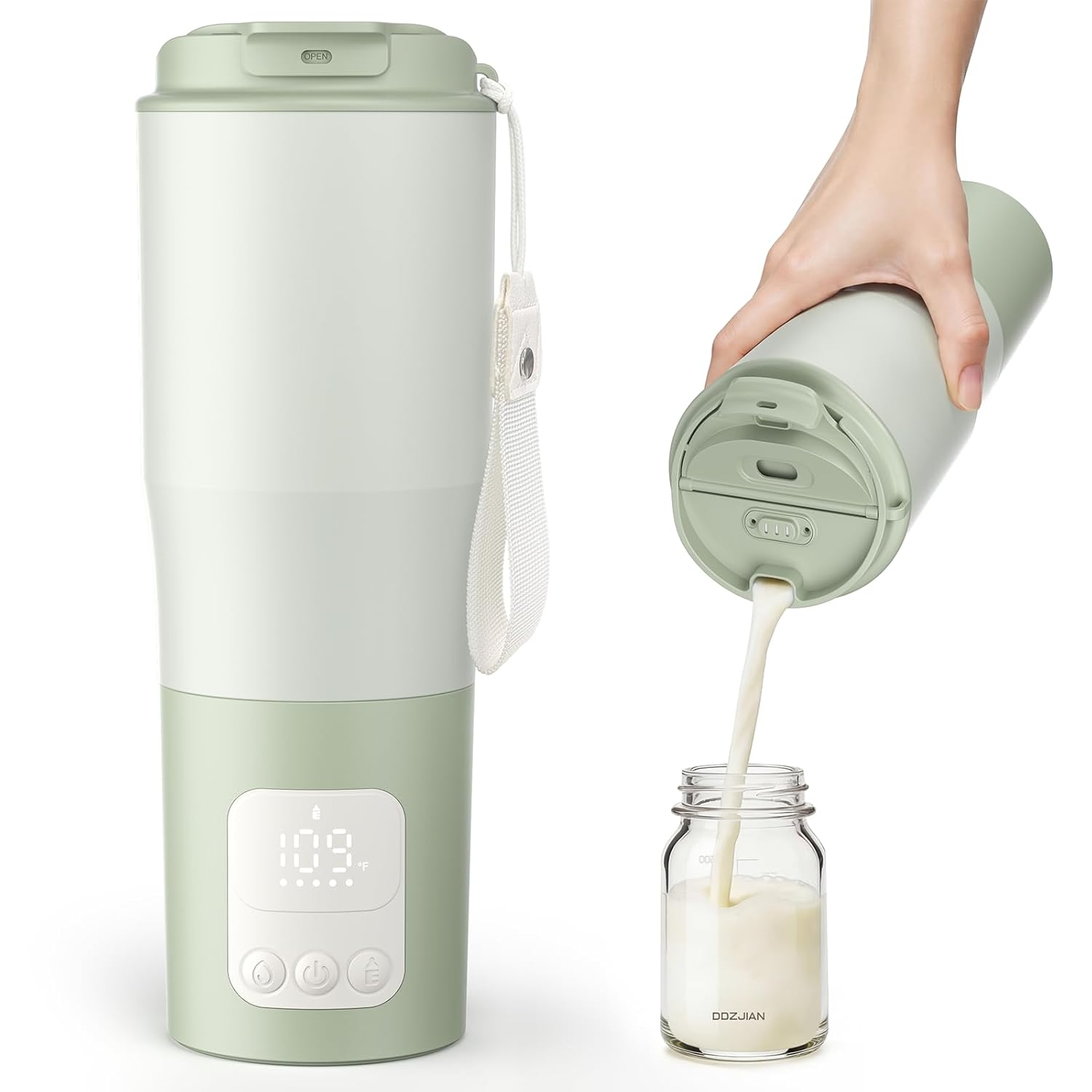 Portable Bottle Warmer 380Ml for Travel, Baby Milk Warmer with Rechargeable Battery, Water Warmer on the Go Feeding, Fast & Even Heating for Home & Trips