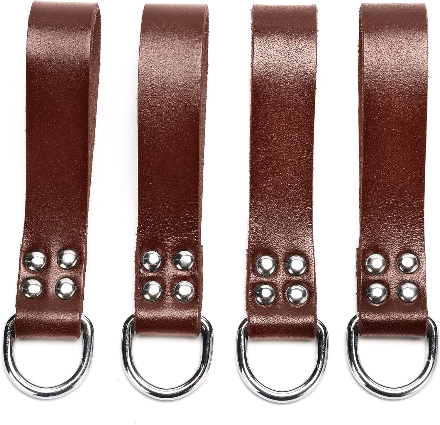 Leather Tool Belt Suspender Loops Heavy Duty Strap Connectors Accessories (Attachment 4-Piece Set) (Brown)