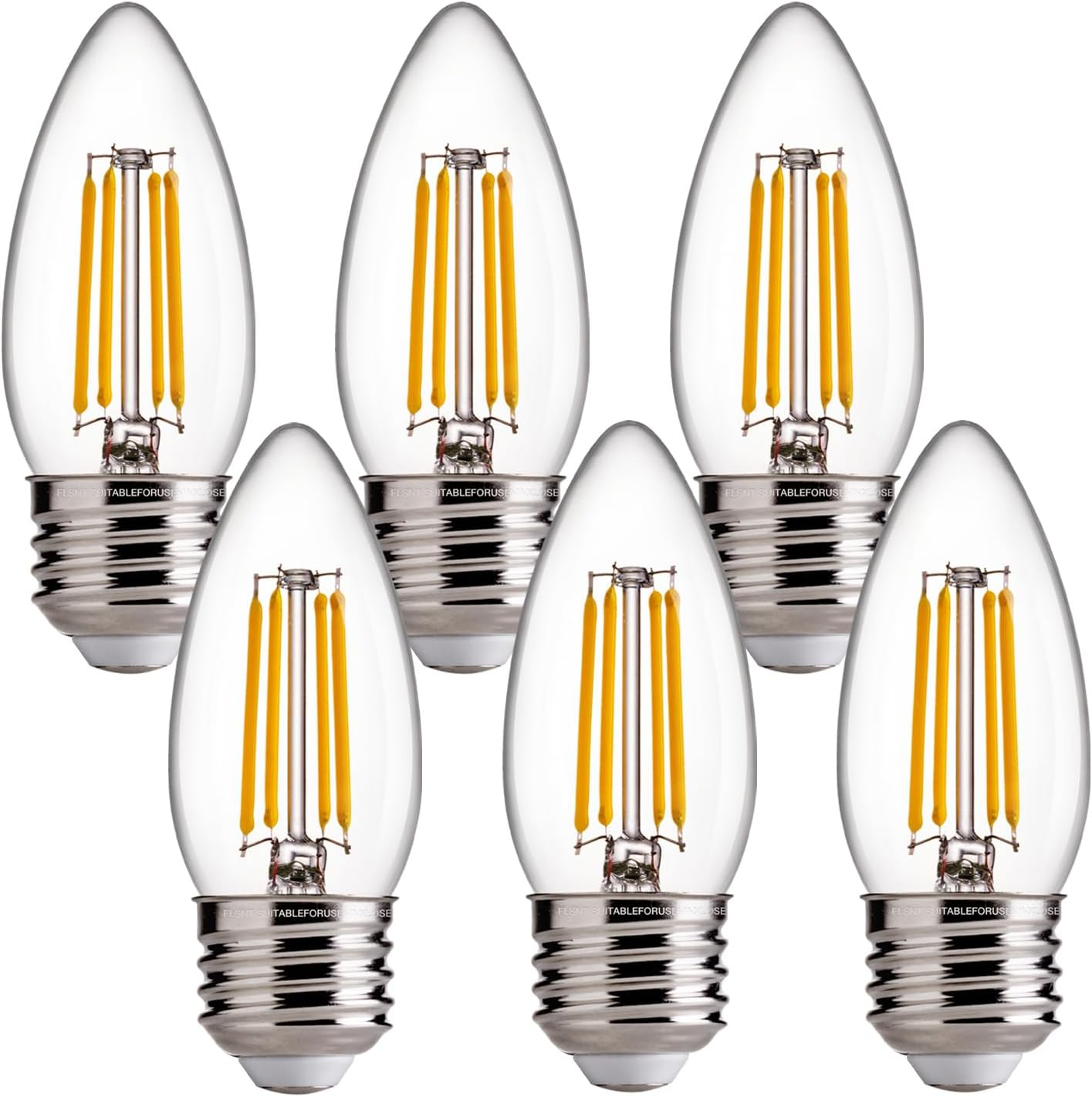Dimmable LED Candelabra Light Bulbs 60W Equivalent E26 Base - 4.5W B11 LED Chandelier Candle Light Bulbs,2700K Soft White, 450LM,CRI80-6 Pack